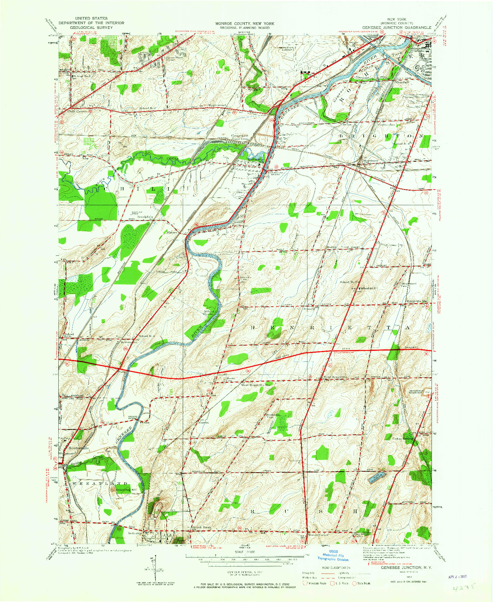 USGS 1:24000-SCALE QUADRANGLE FOR GENESEE JUNCTION, NY 1952