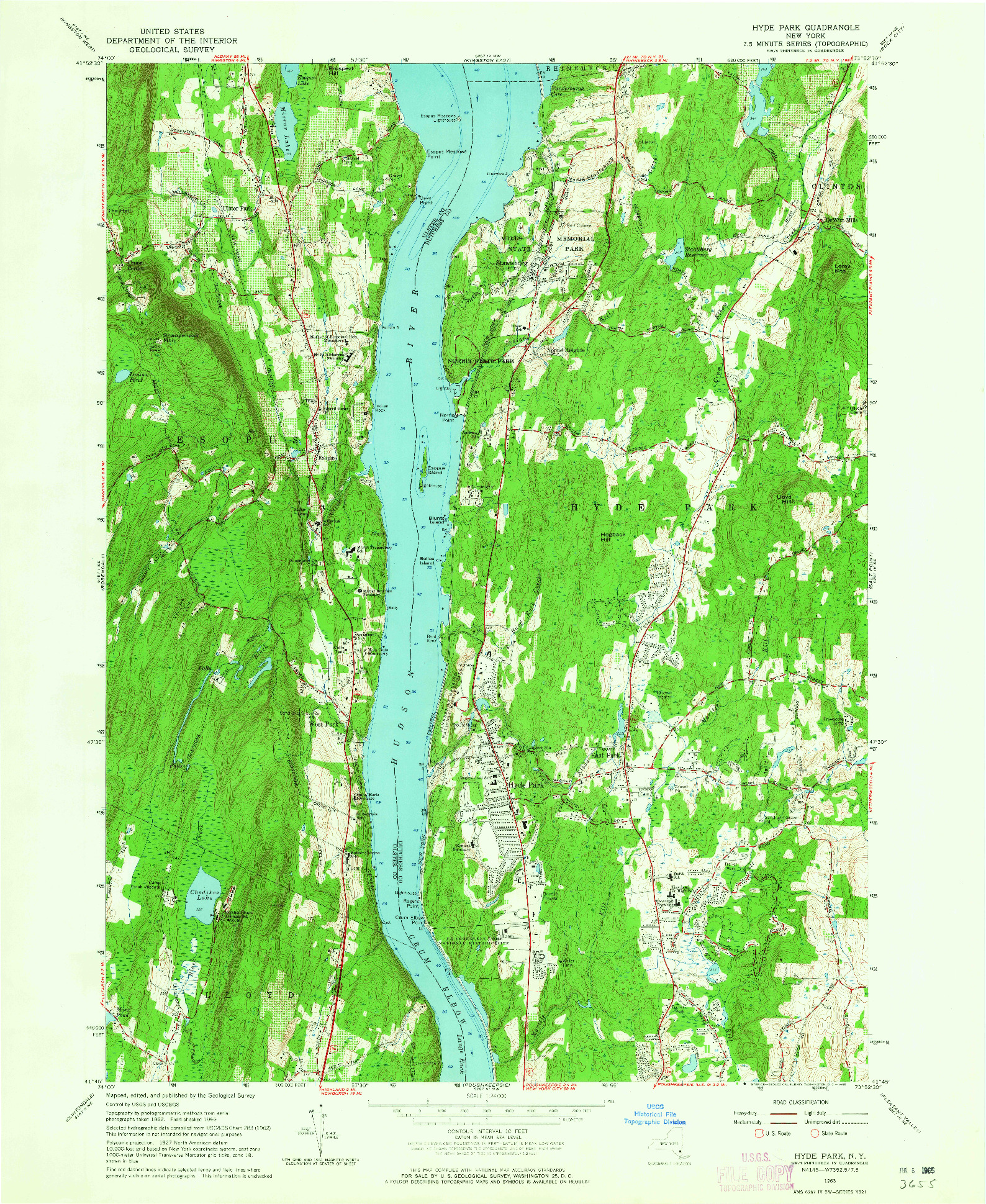 USGS 1:24000-SCALE QUADRANGLE FOR HYDE PARK, NY 1963