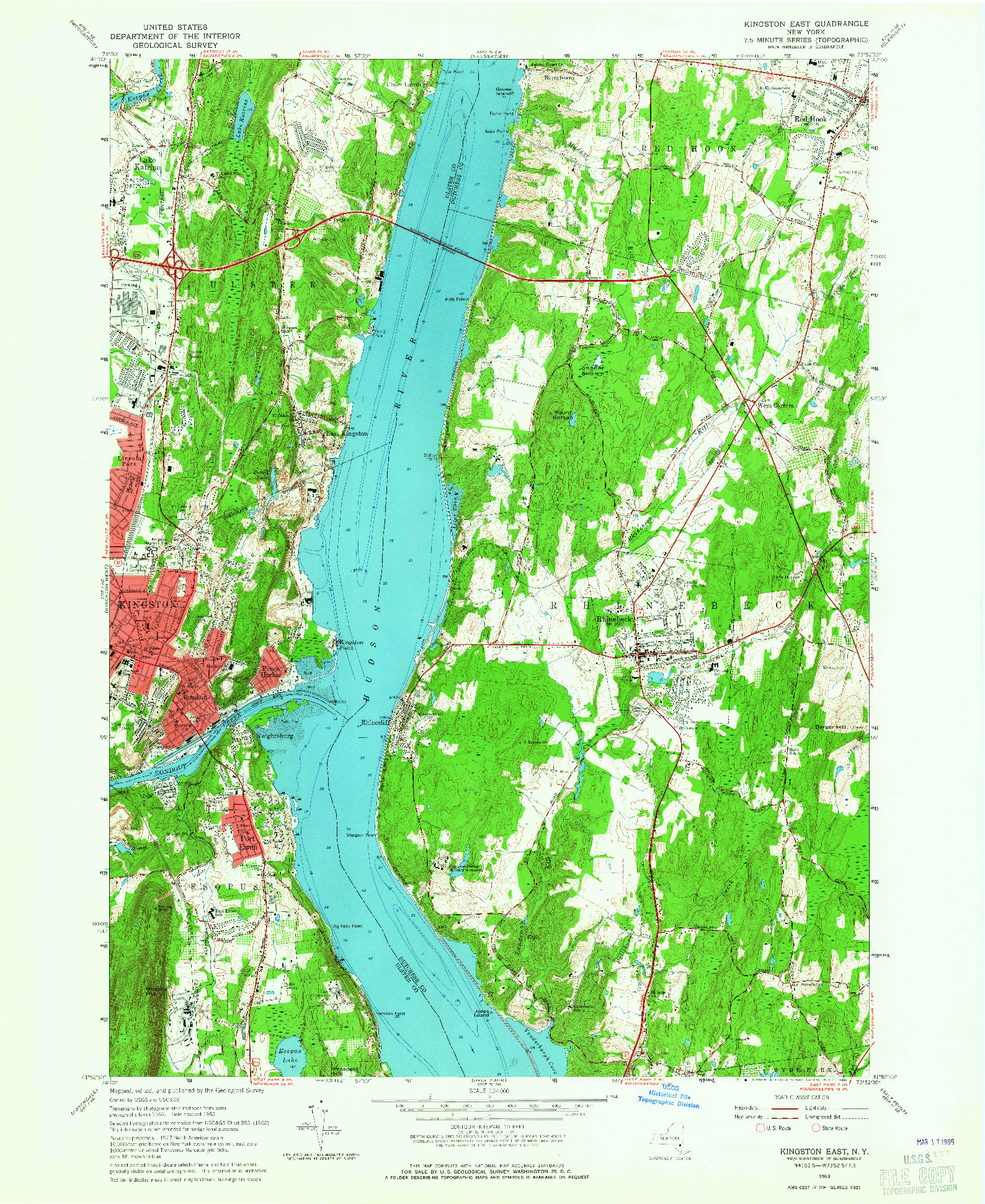 USGS 1:24000-SCALE QUADRANGLE FOR KINGSTON EAST, NY 1963