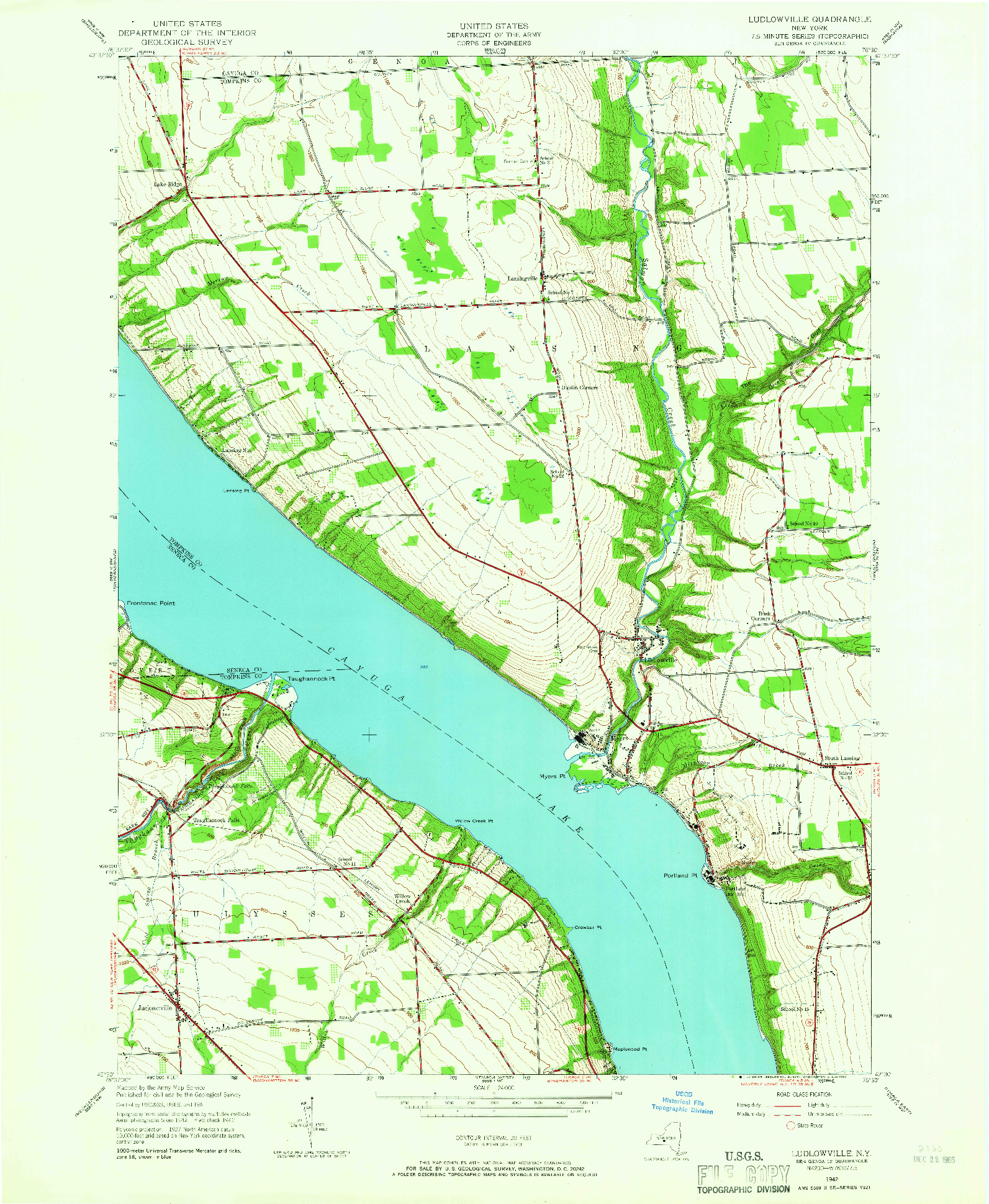 USGS 1:24000-SCALE QUADRANGLE FOR LUDLOWVILLE, NY 1942
