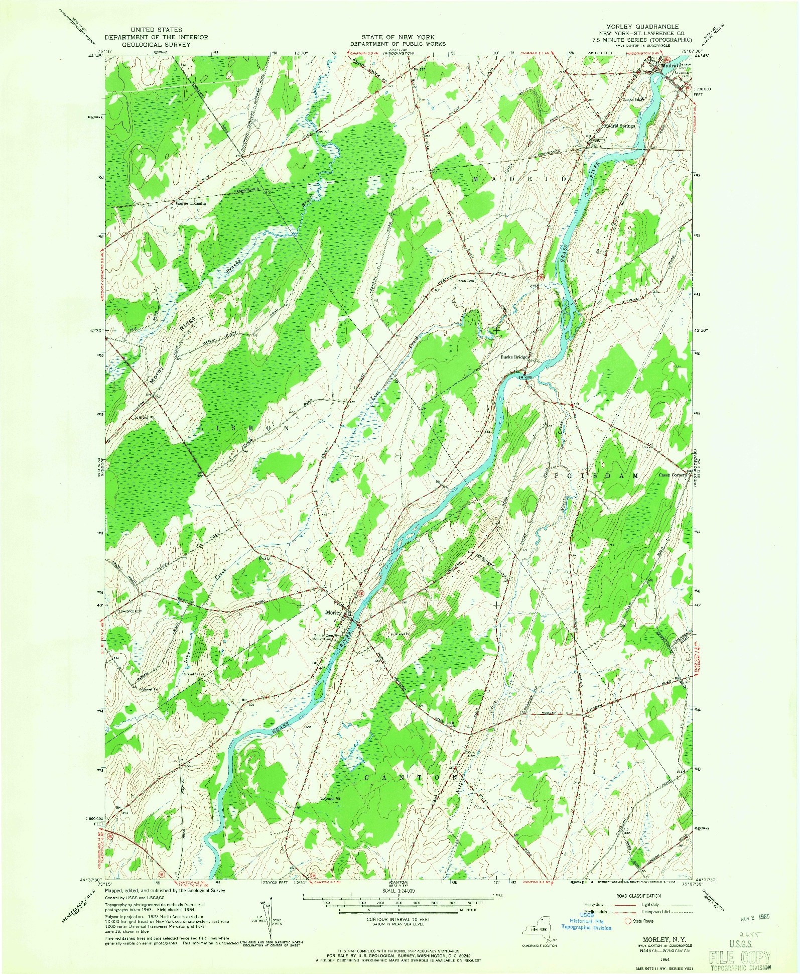 USGS 1:24000-SCALE QUADRANGLE FOR MORLEY, NY 1964