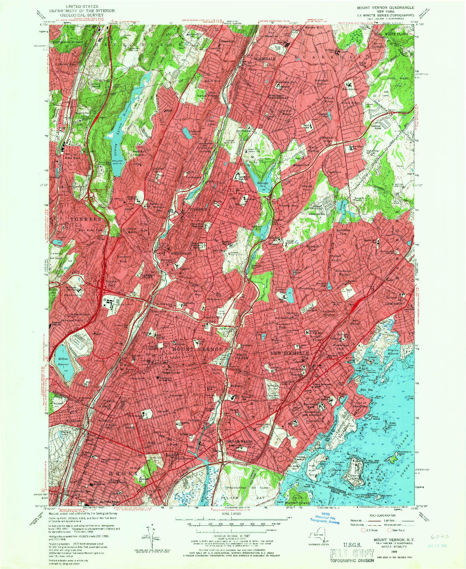 USGS 1:24000-SCALE QUADRANGLE FOR MOUNT VERNON, NY 1956