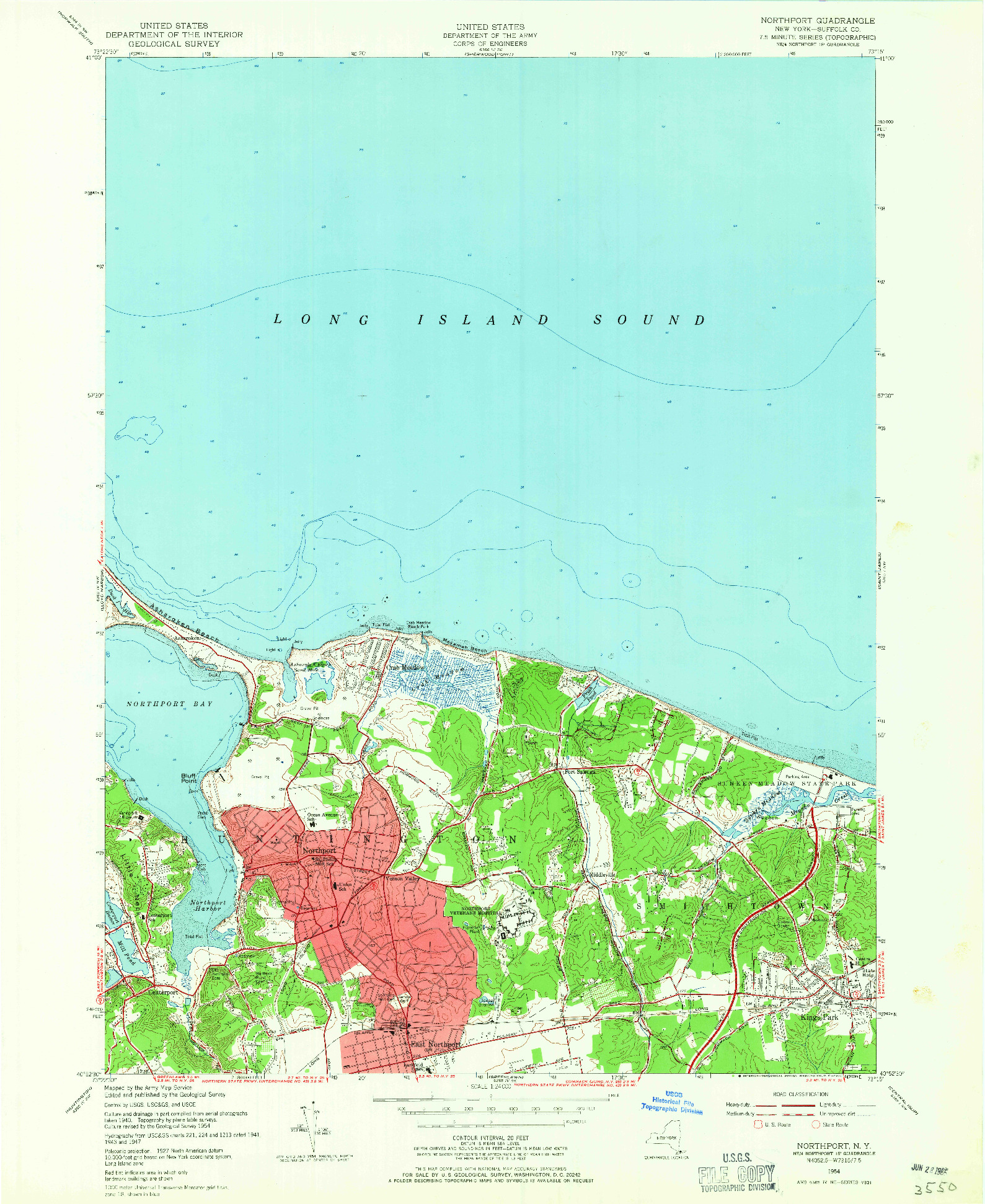 USGS 1:24000-SCALE QUADRANGLE FOR NORTHPORT, NY 1954