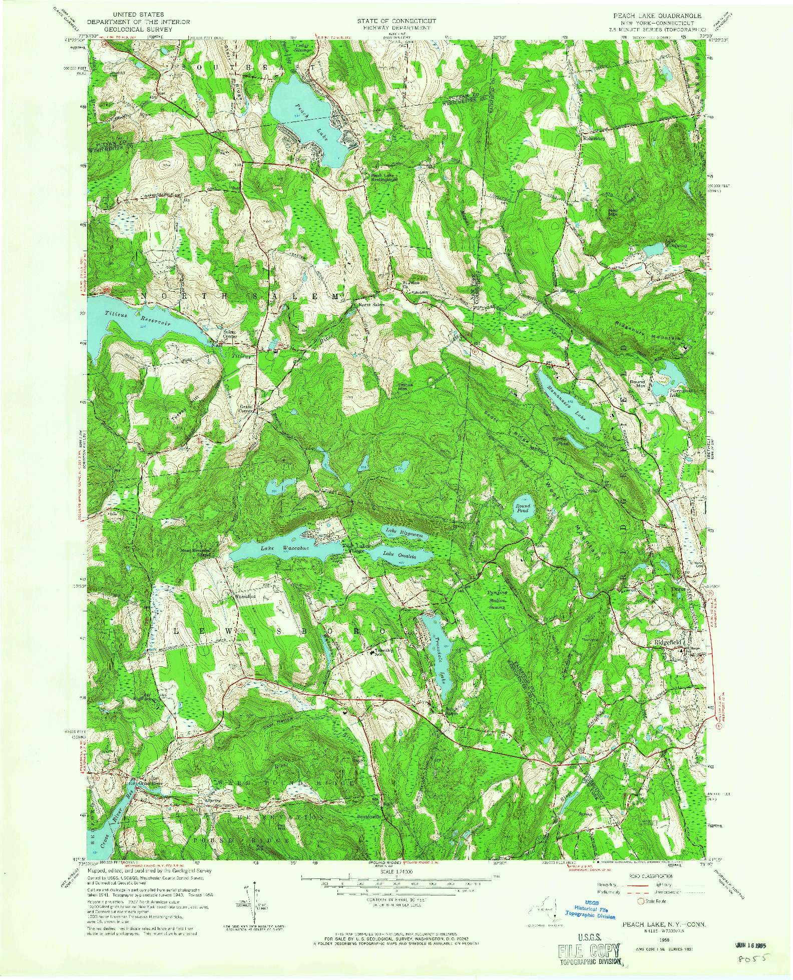 USGS 1:24000-SCALE QUADRANGLE FOR PEACH LAKE, NY 1958