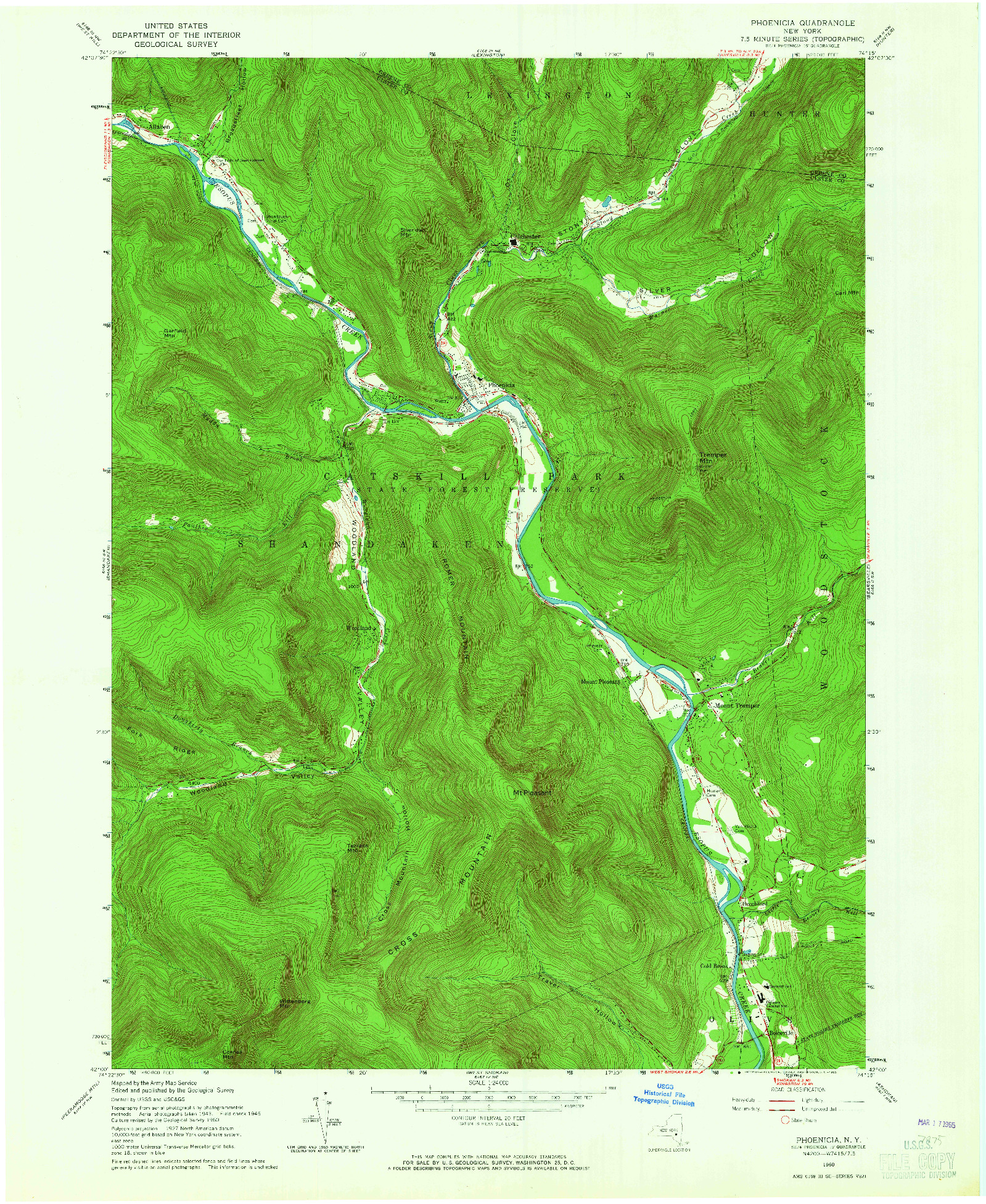 USGS 1:24000-SCALE QUADRANGLE FOR PHOENICIA, NY 1960