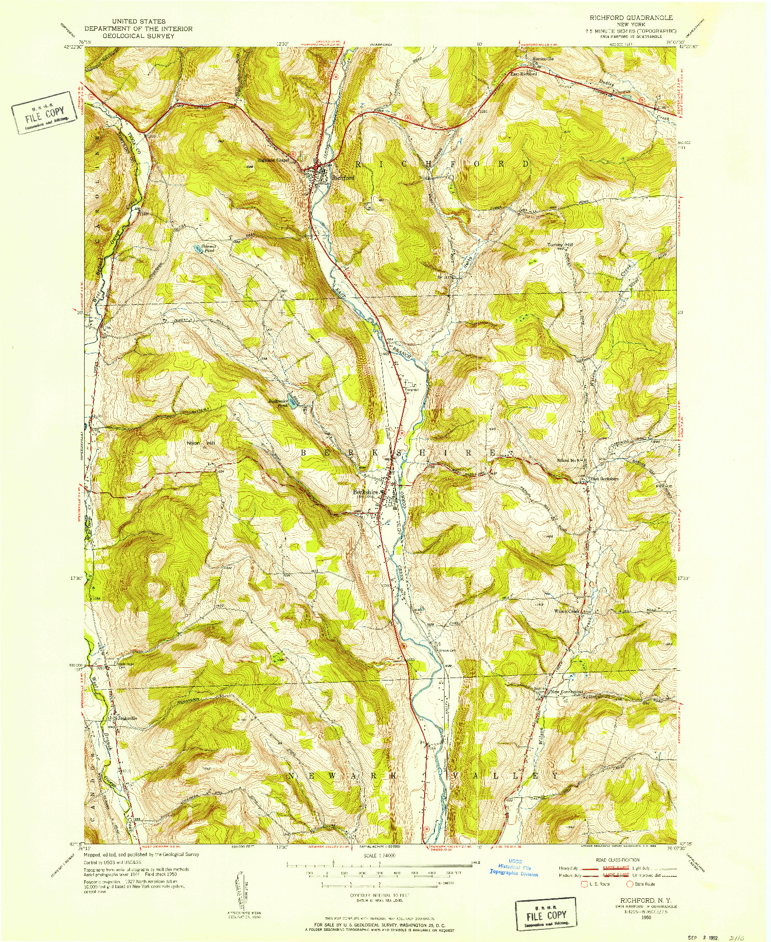 USGS 1:24000-SCALE QUADRANGLE FOR RICHFORD, NY 1950