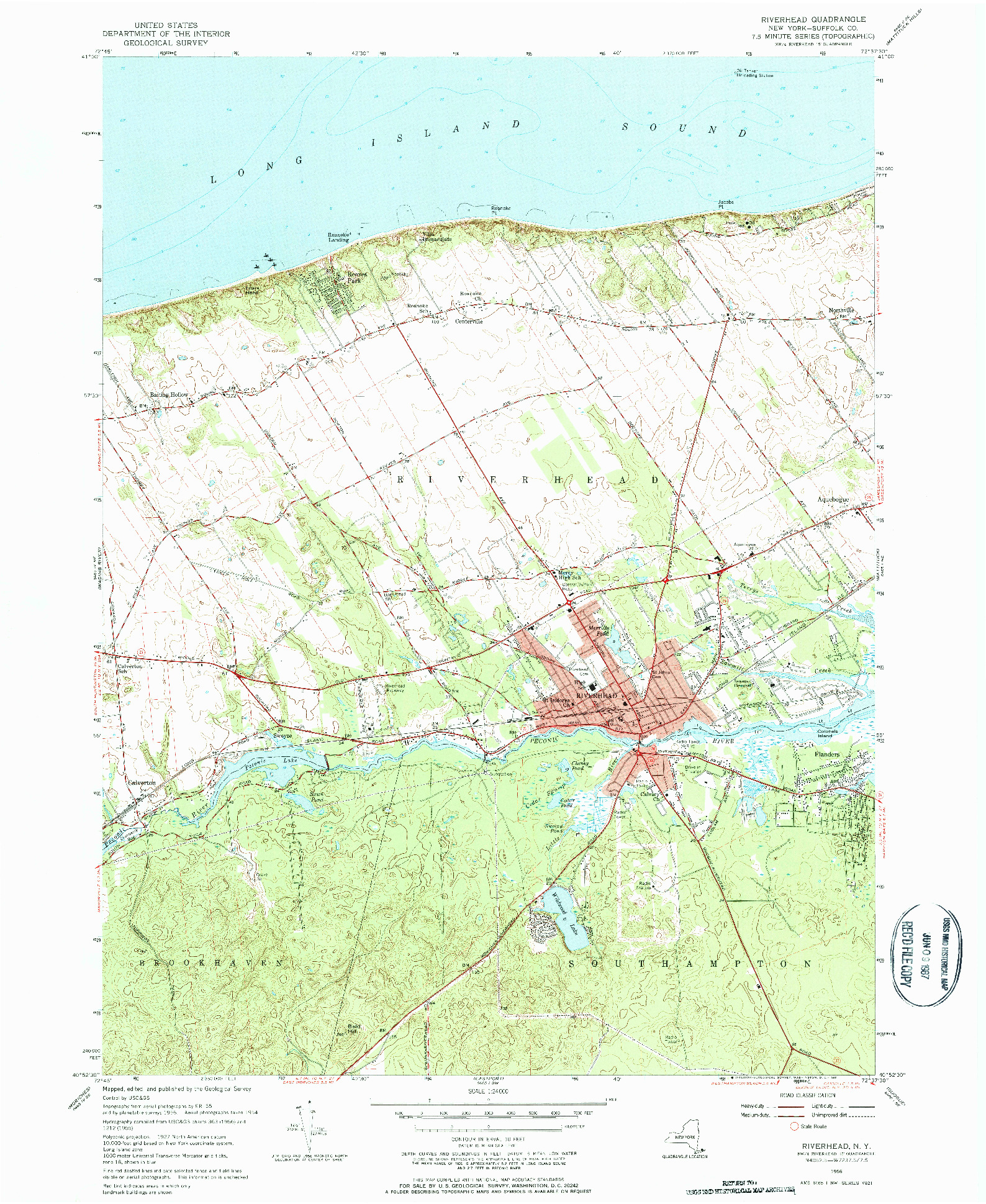 USGS 1:24000-SCALE QUADRANGLE FOR RIVERHEAD, NY 1956