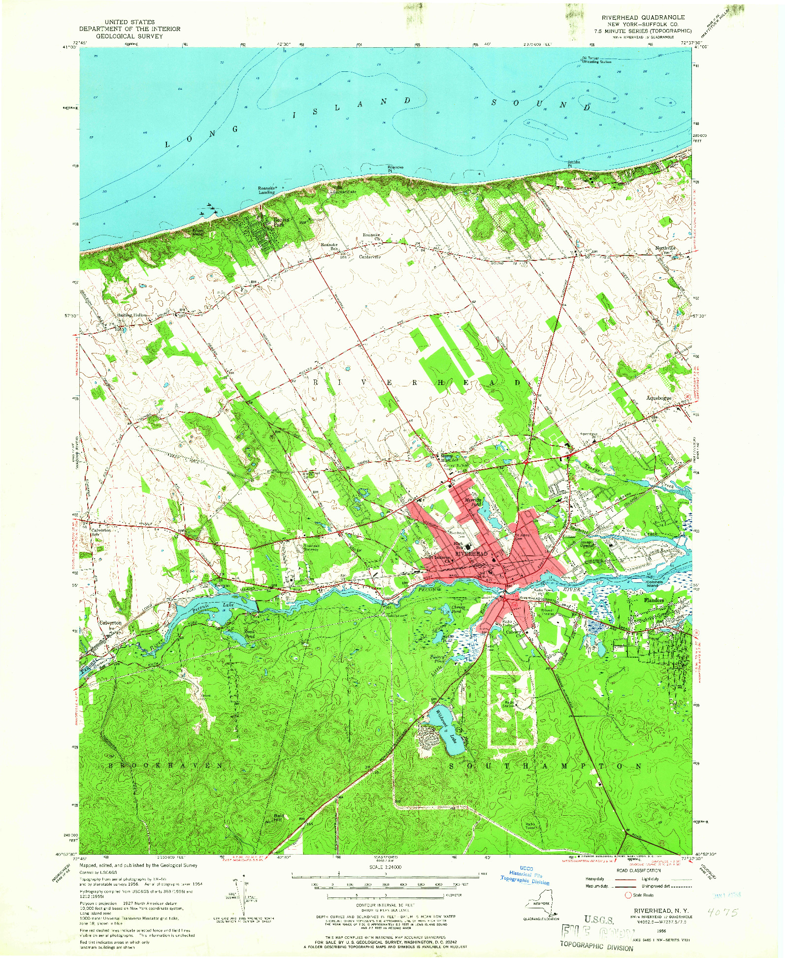 USGS 1:24000-SCALE QUADRANGLE FOR RIVERHEAD, NY 1956