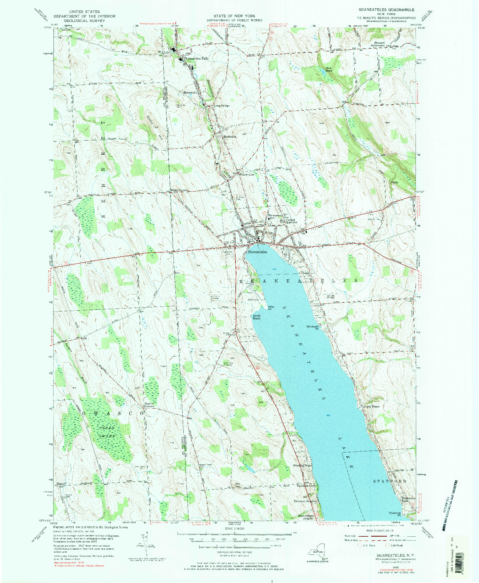 USGS 1:24000-SCALE QUADRANGLE FOR SKANEATELES, NY 1955