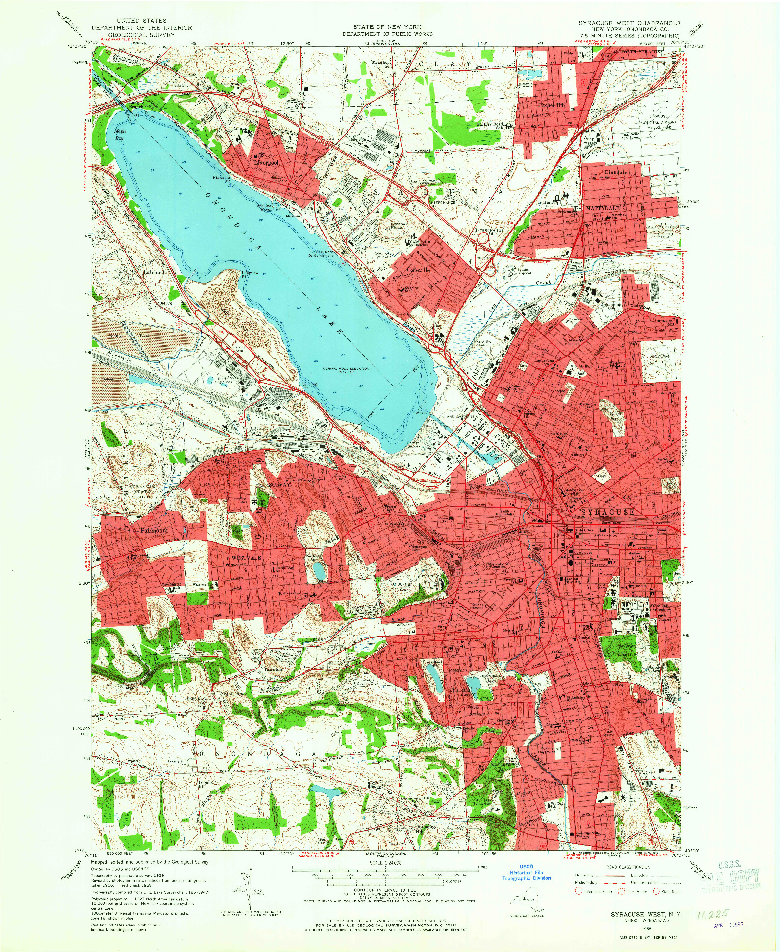 USGS 1:24000-SCALE QUADRANGLE FOR SYRACUSE WEST, NY 1958