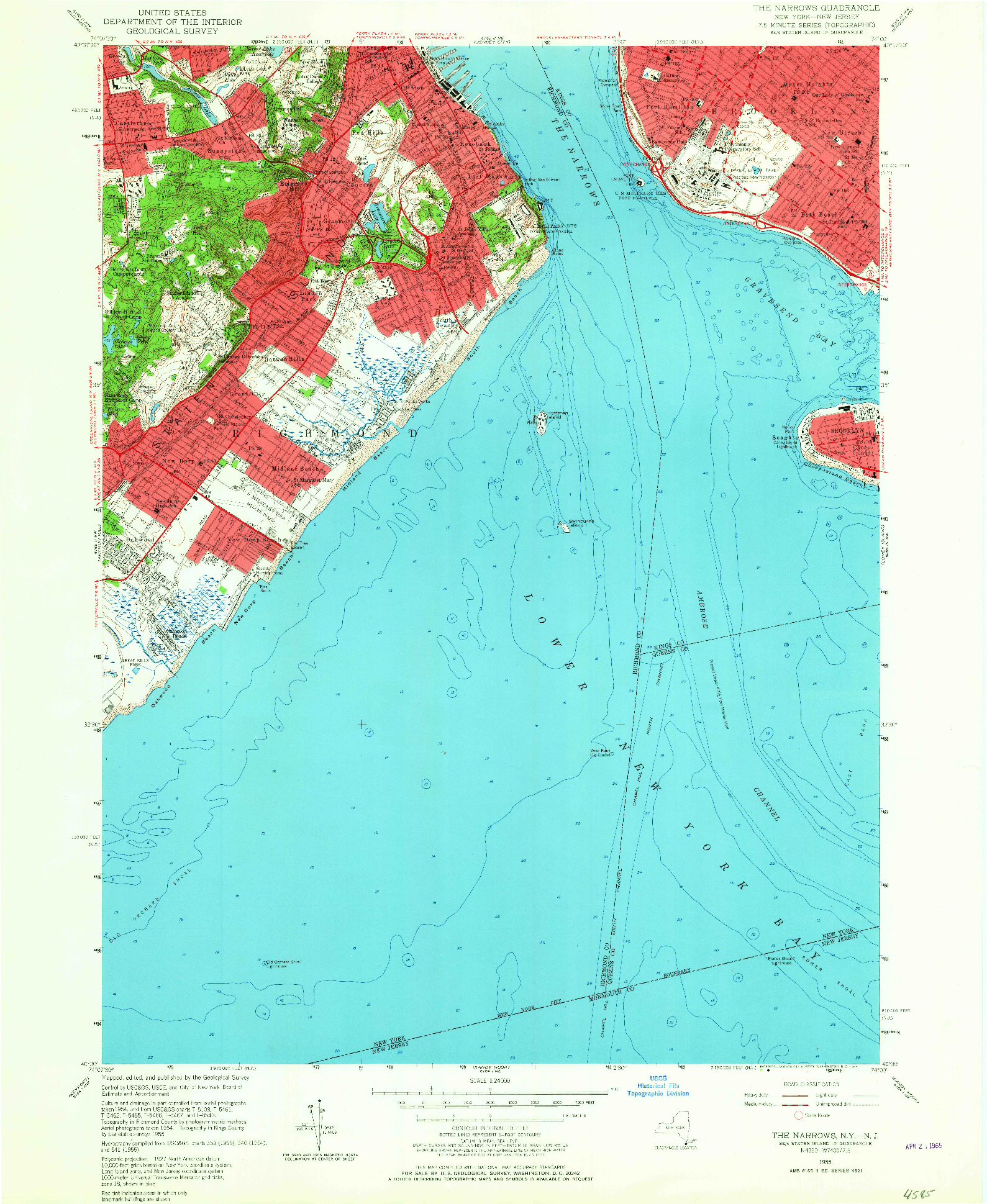 USGS 1:24000-SCALE QUADRANGLE FOR THE NARROWS, NY 1955