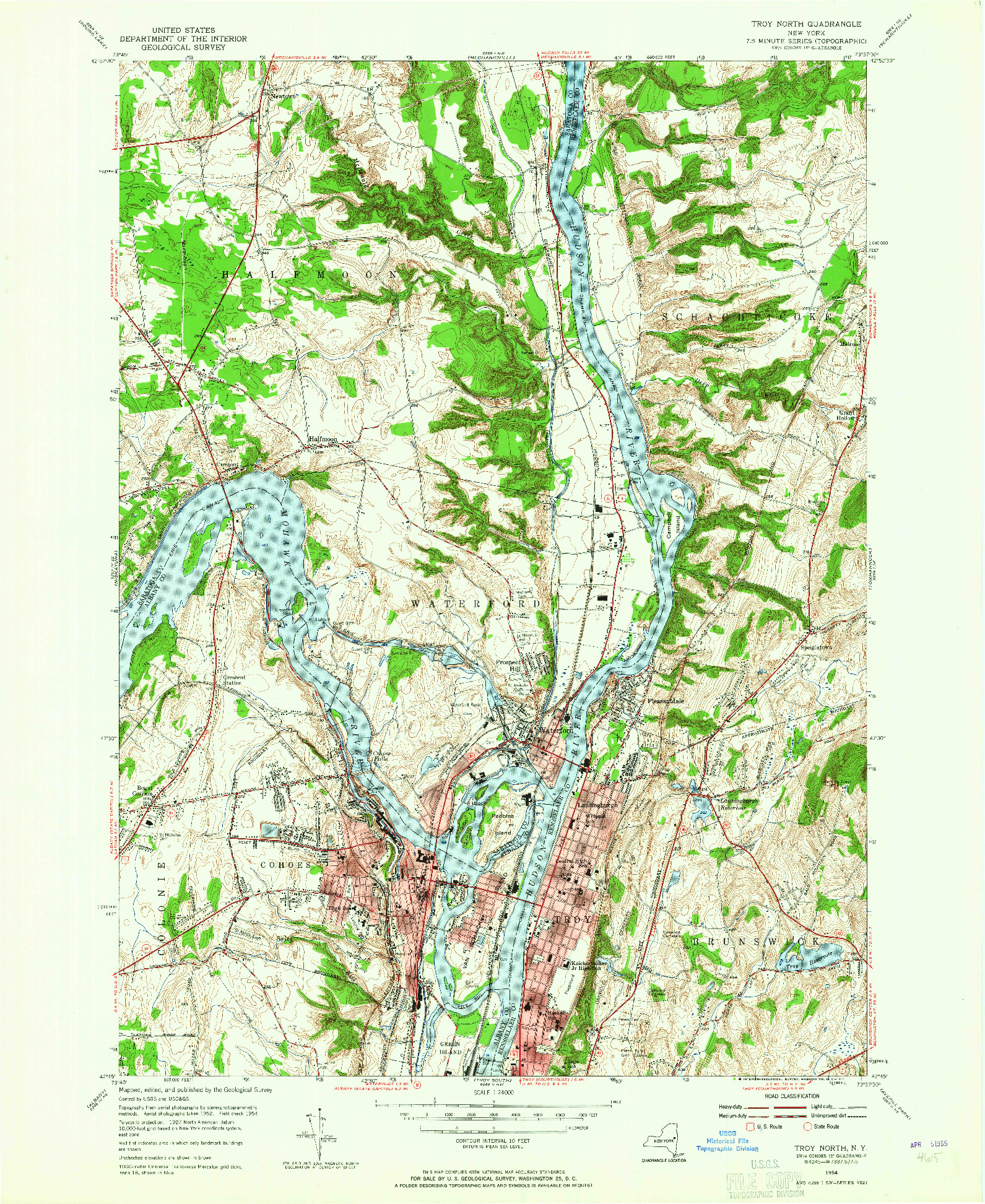 USGS 1:24000-SCALE QUADRANGLE FOR TROY NORTH, NY 1954