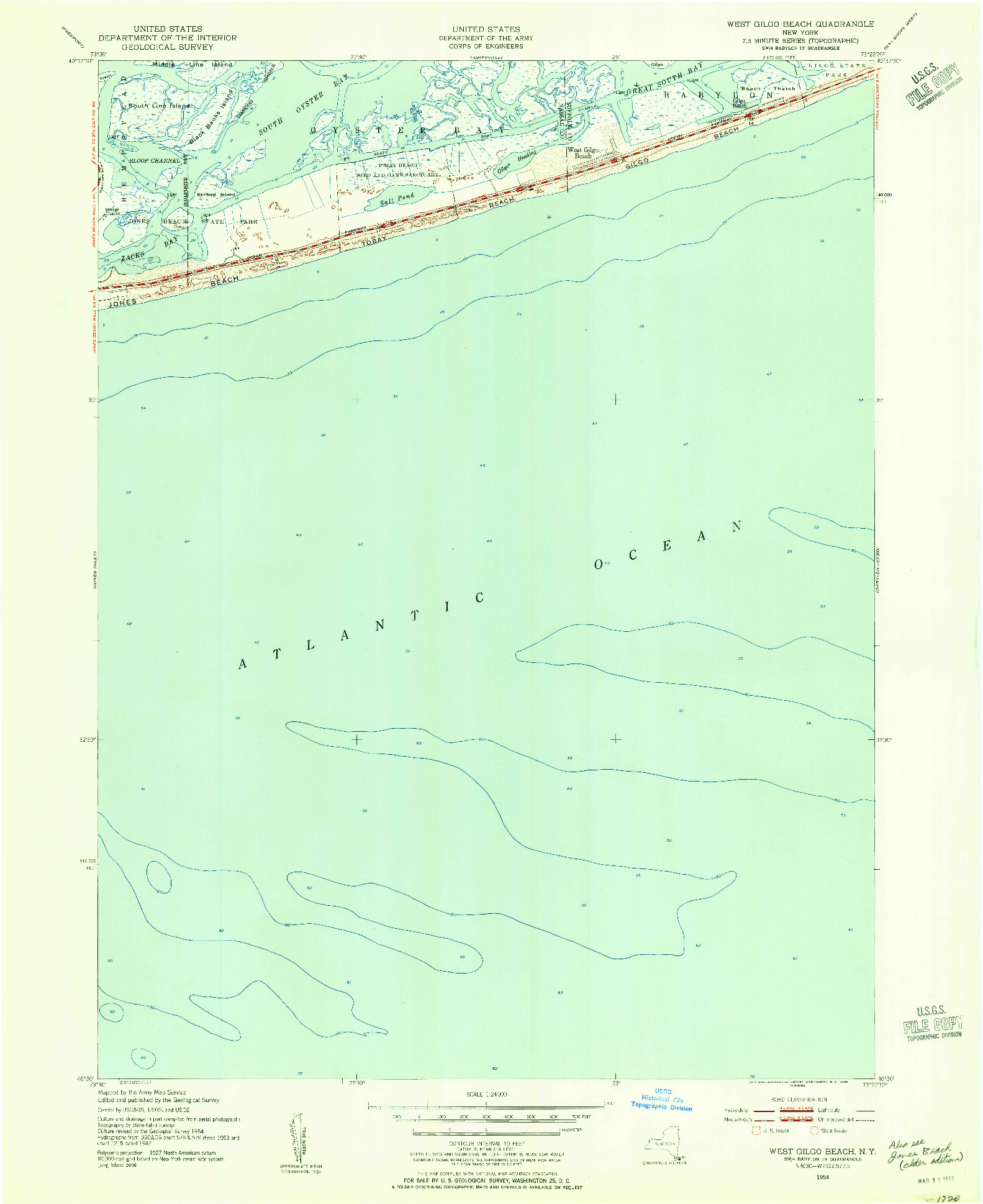 USGS 1:24000-SCALE QUADRANGLE FOR WEST GILGO BEACH, NY 1954
