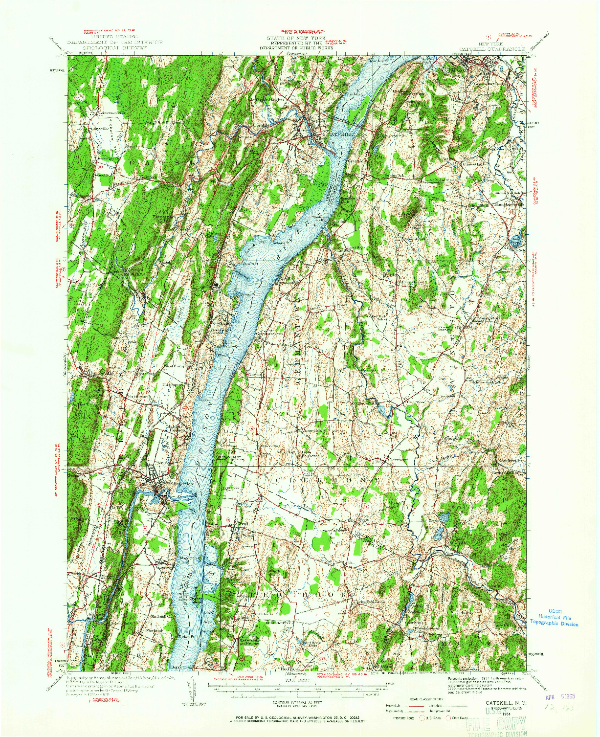 USGS 1:62500-SCALE QUADRANGLE FOR CATSKILL, NY 1934