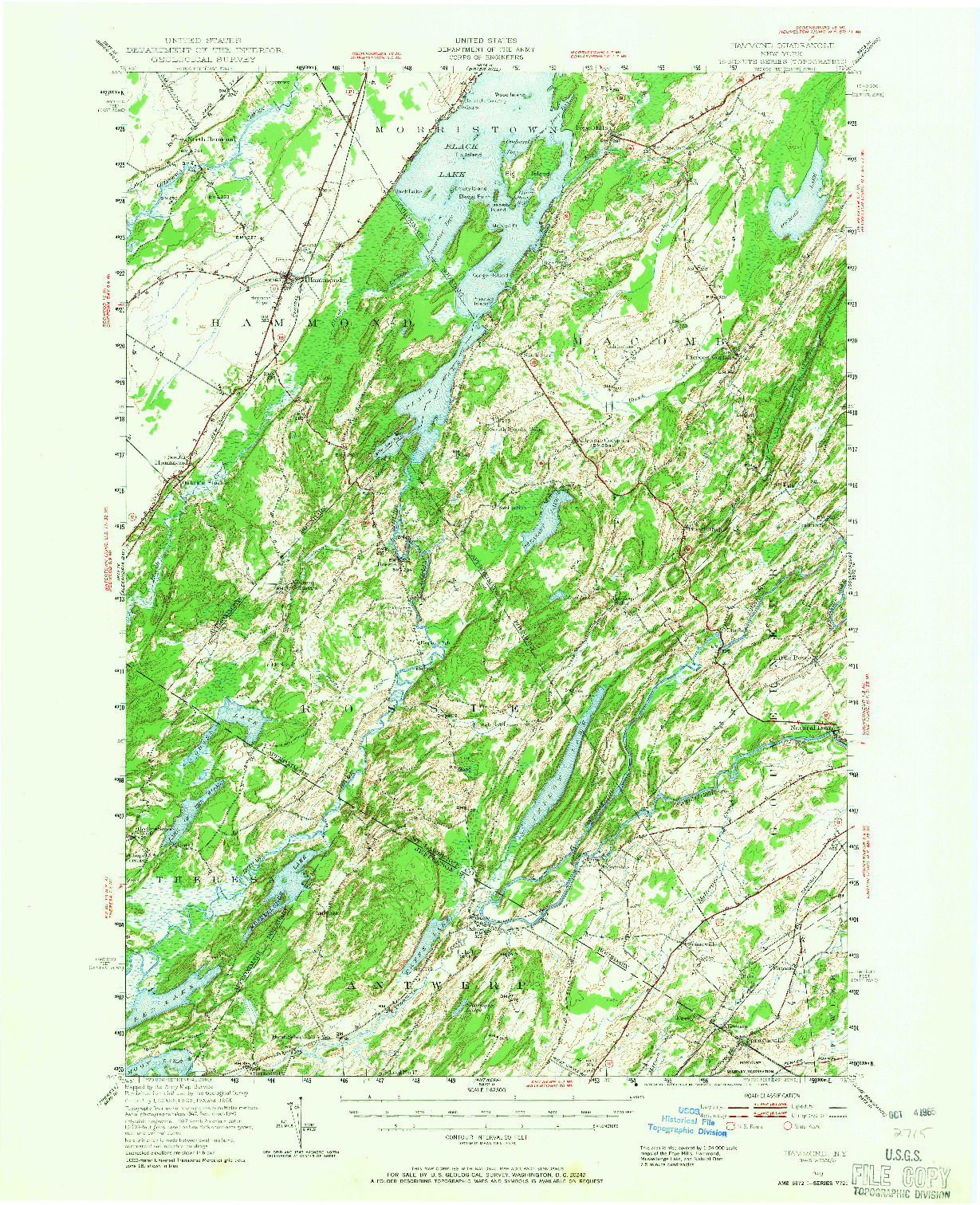 USGS 1:62500-SCALE QUADRANGLE FOR HAMMOND, NY 1949