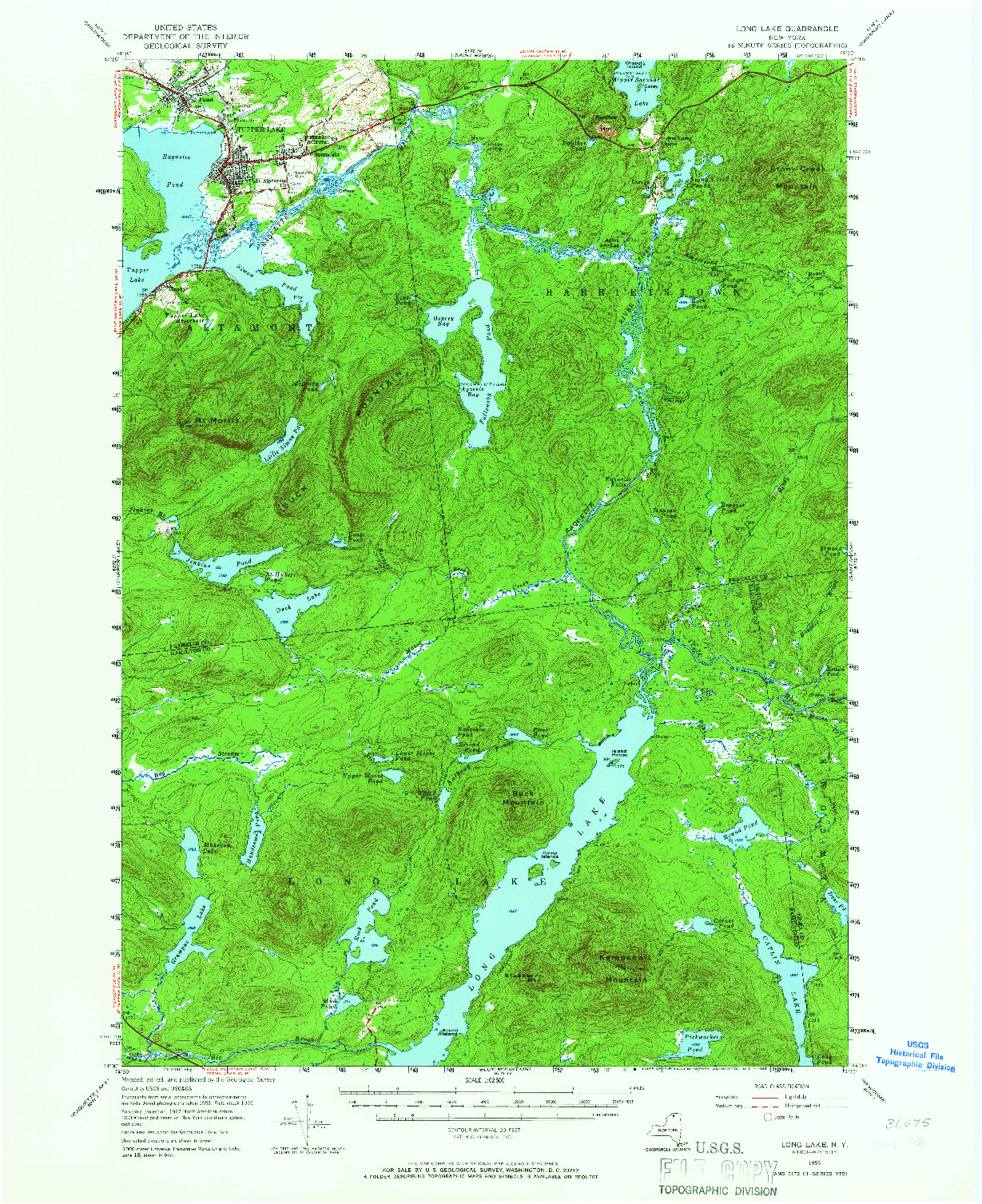 USGS 1:62500-SCALE QUADRANGLE FOR LONG LAKE, NY 1955