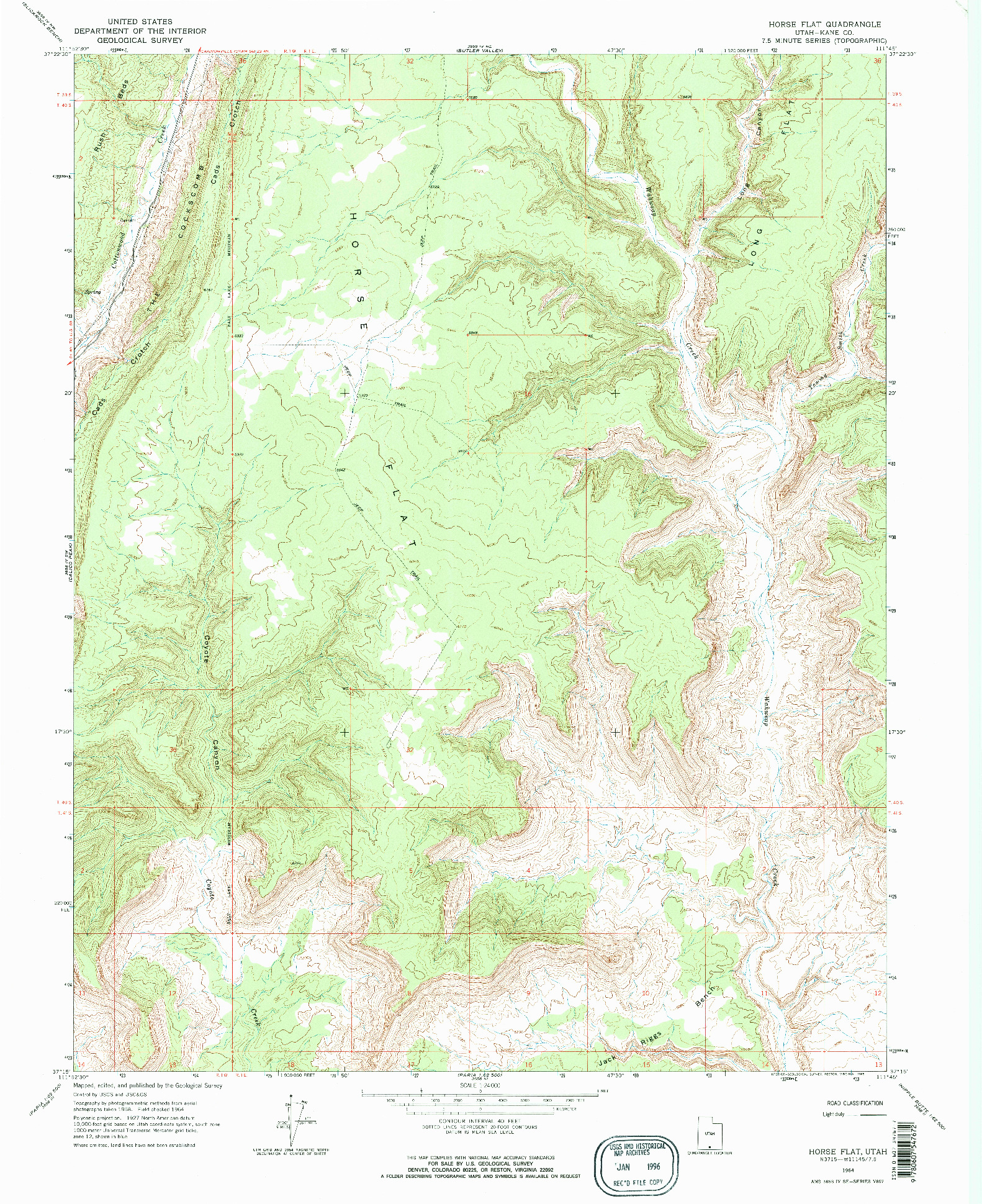 USGS 1:24000-SCALE QUADRANGLE FOR HORSE FLAT, UT 1964