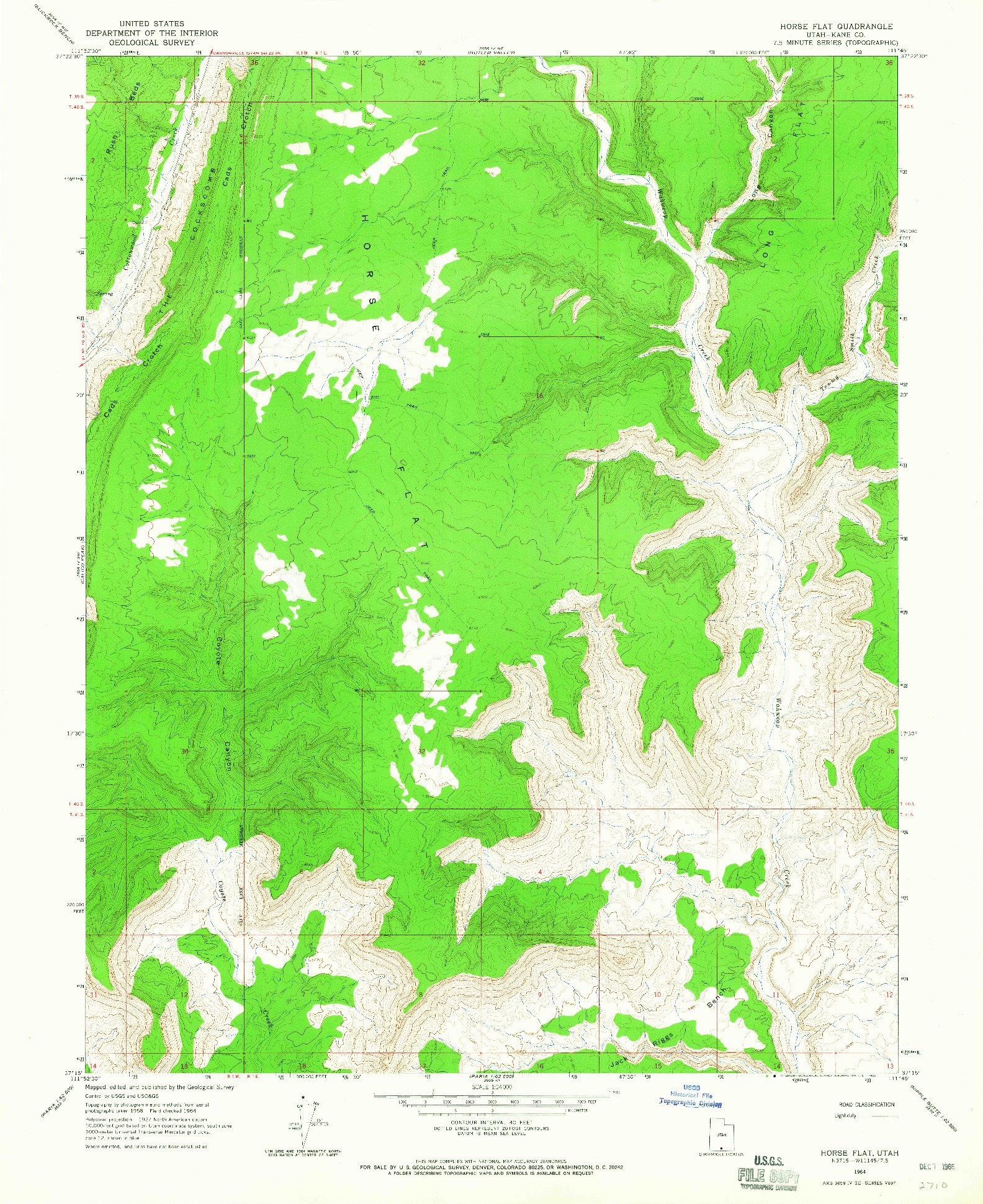 USGS 1:24000-SCALE QUADRANGLE FOR HORSE FLAT, UT 1964