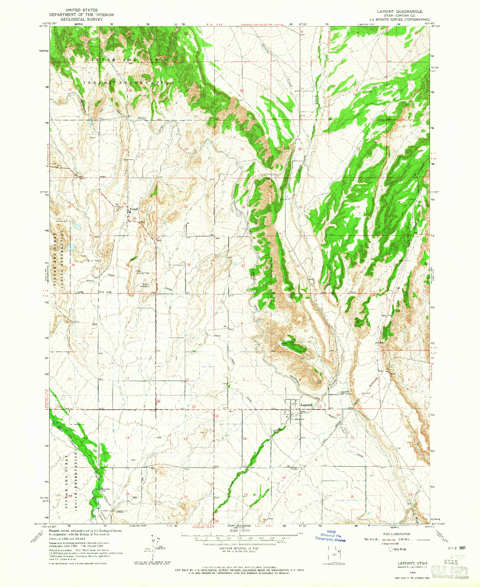USGS 1:24000-SCALE QUADRANGLE FOR LAPOINT, UT 1964