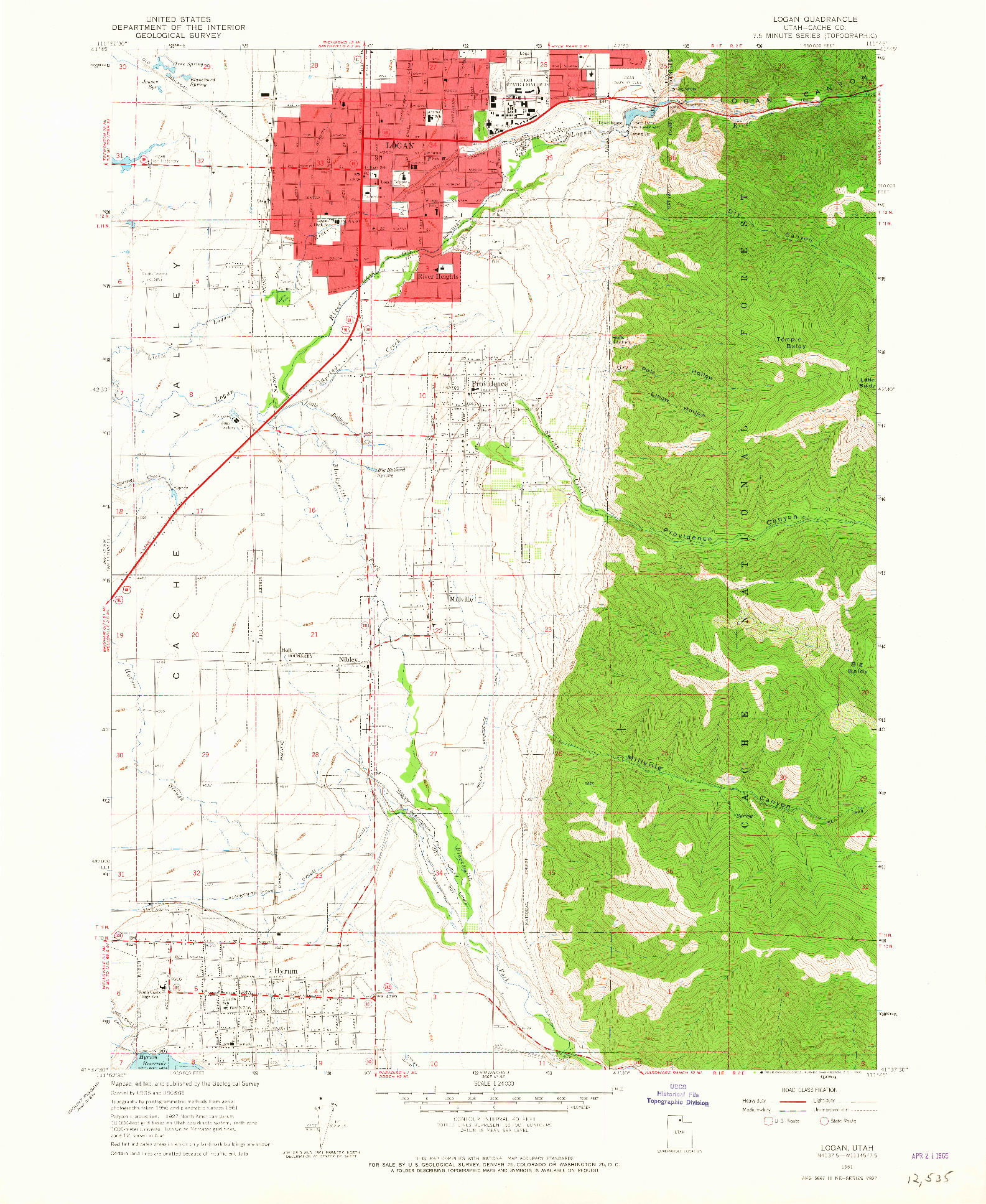 USGS 1:24000-SCALE QUADRANGLE FOR LOGAN, UT 1961