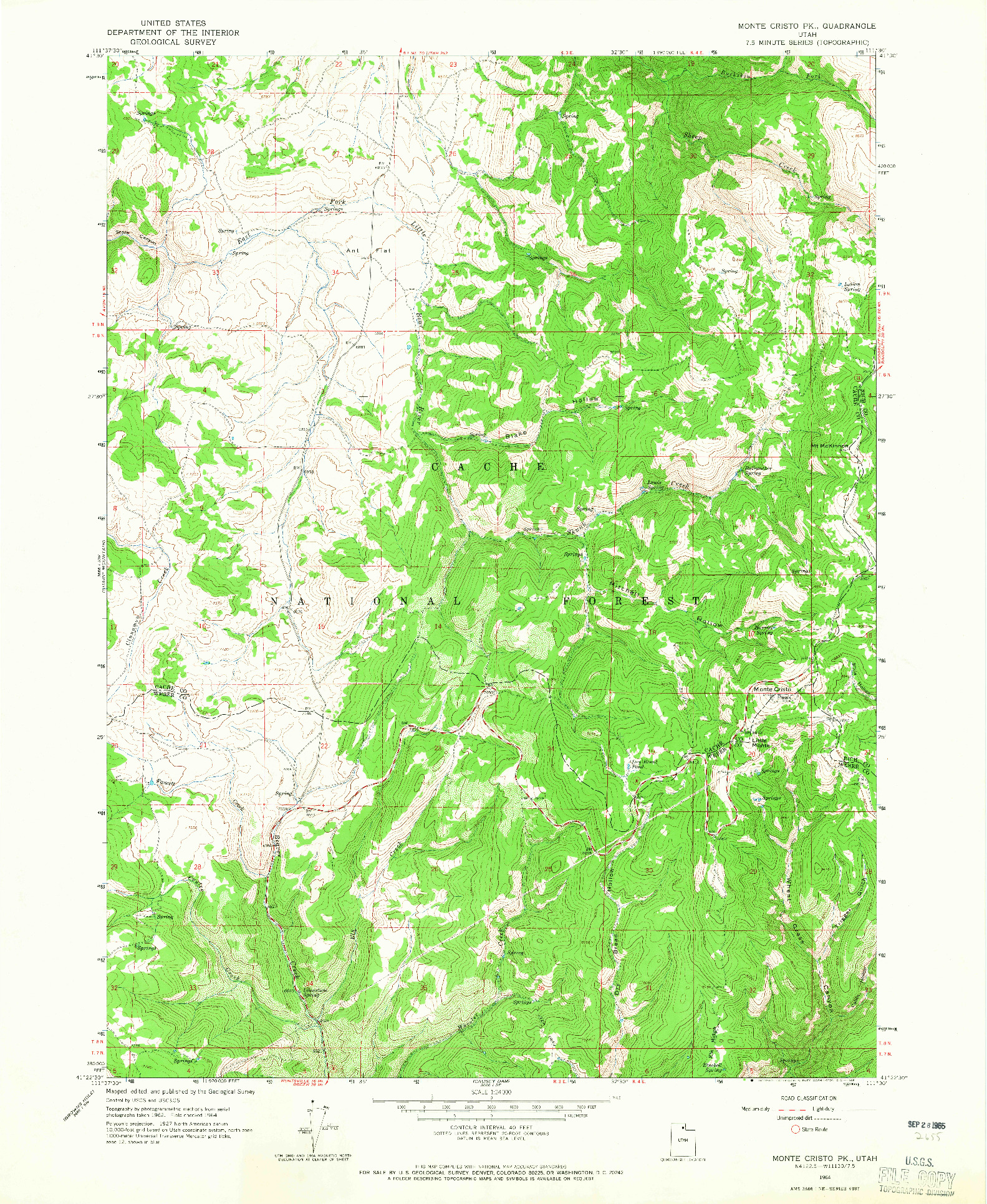 USGS 1:24000-SCALE QUADRANGLE FOR MONTE CRISTO PK, UT 1964