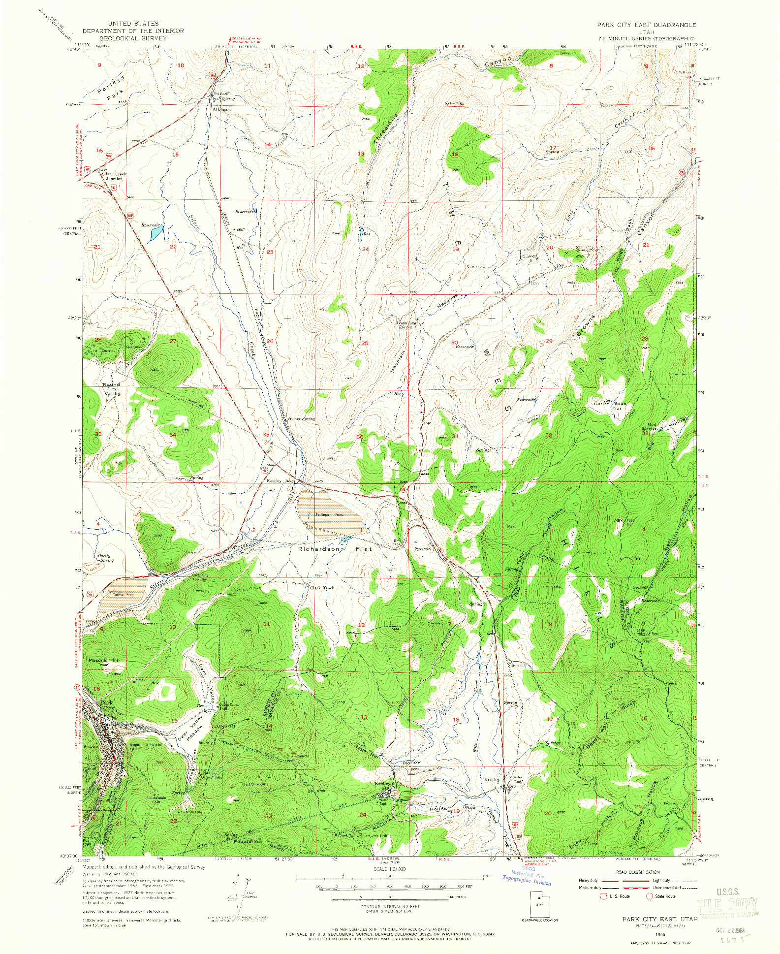 USGS 1:24000-SCALE QUADRANGLE FOR PARK CITY EAST, UT 1955