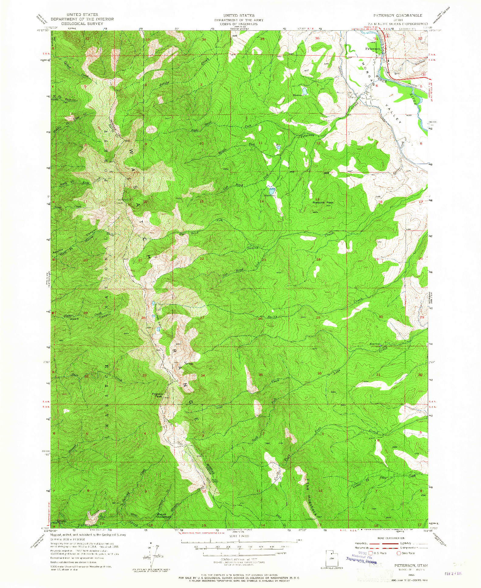 USGS 1:24000-SCALE QUADRANGLE FOR PETERSON, UT 1955