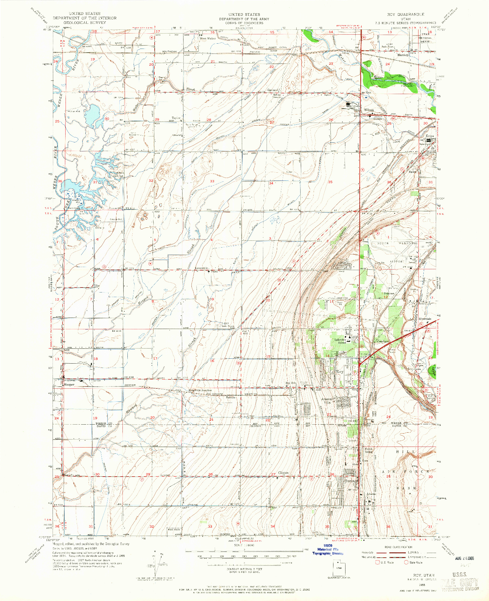 USGS 1:24000-SCALE QUADRANGLE FOR ROY, UT 1955