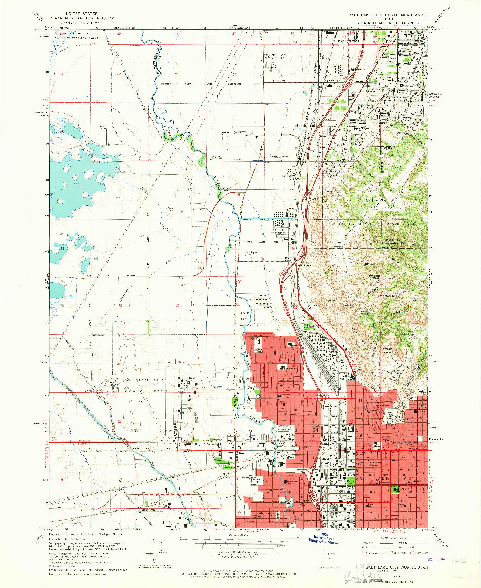 USGS 1:24000-SCALE QUADRANGLE FOR SALT LAKE CITY NORTH, UT 1963