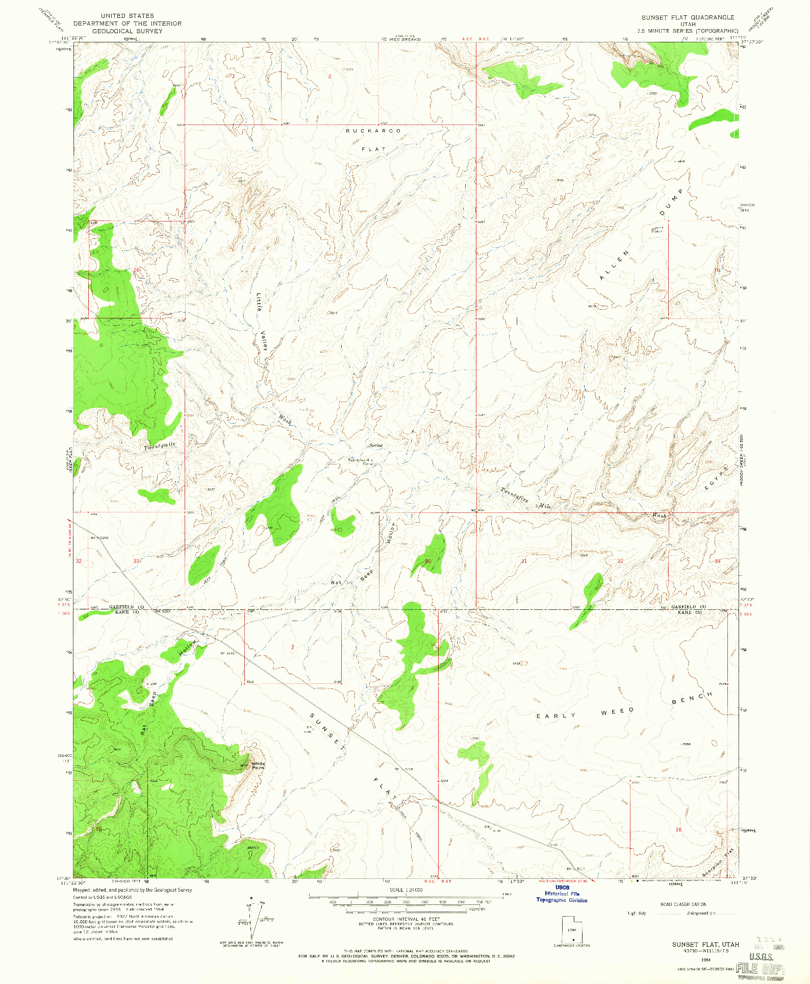 USGS 1:24000-SCALE QUADRANGLE FOR SUNSET FLAT, UT 1964