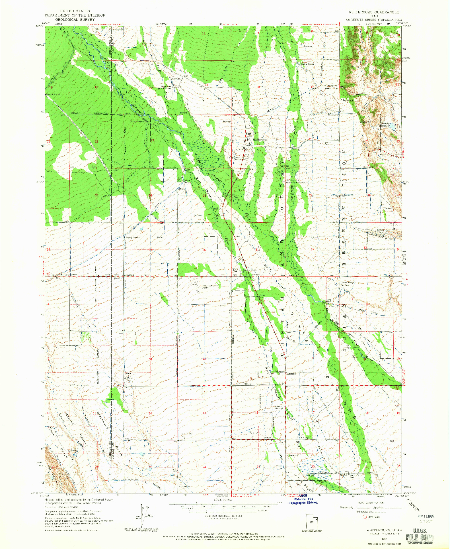 USGS 1:24000-SCALE QUADRANGLE FOR WHITEROCKS, UT 1964