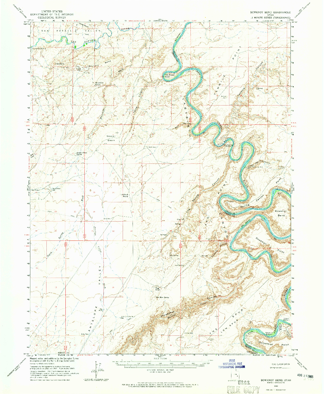 USGS 1:62500-SCALE QUADRANGLE FOR BOWKNOT BEND, UT 1963
