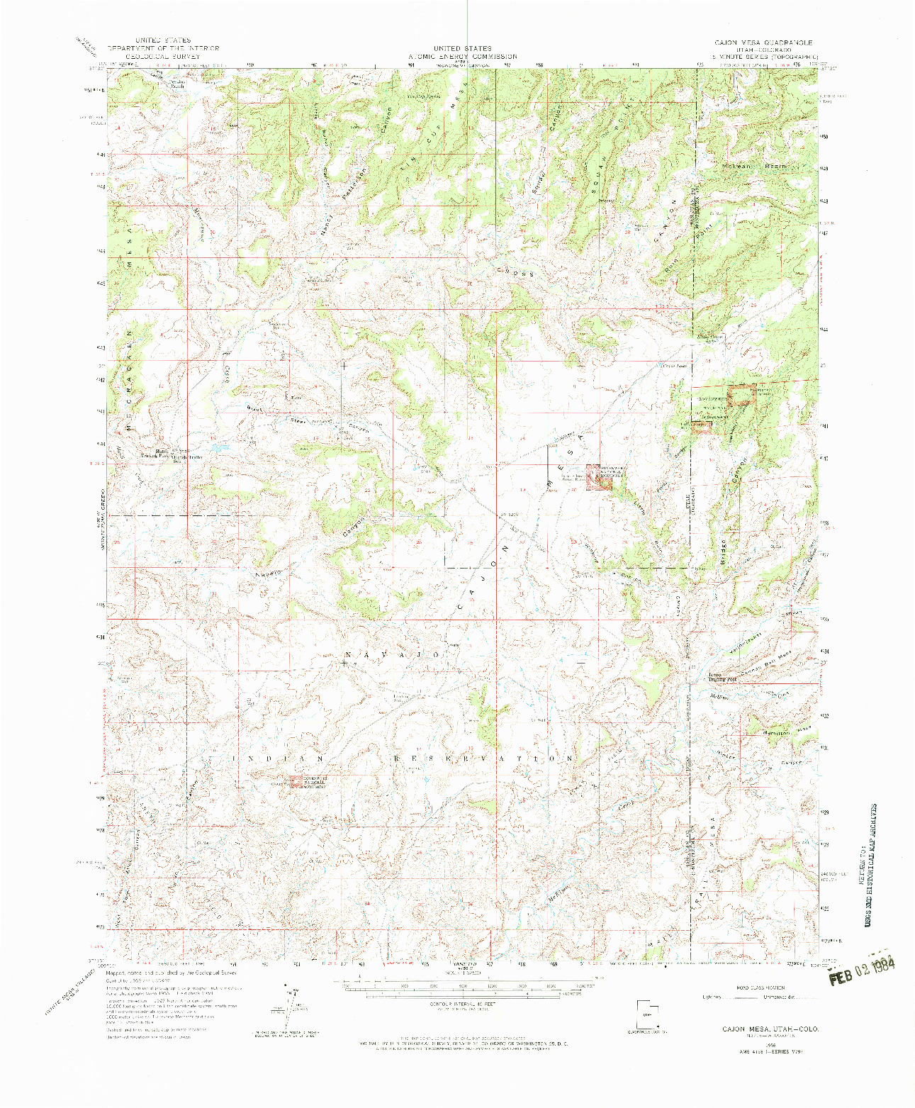USGS 1:62500-SCALE QUADRANGLE FOR CAJON MESA, UT 1958