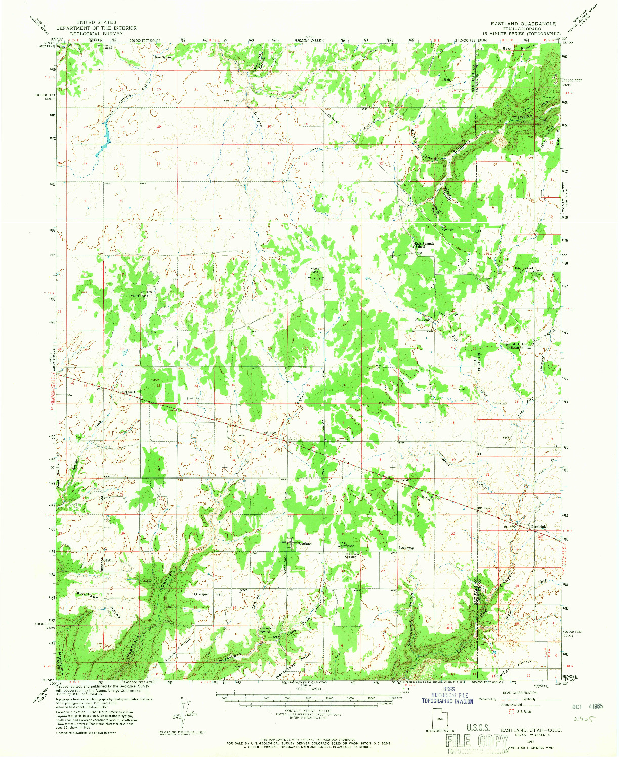 USGS 1:62500-SCALE QUADRANGLE FOR EASTLAND, UT 1957