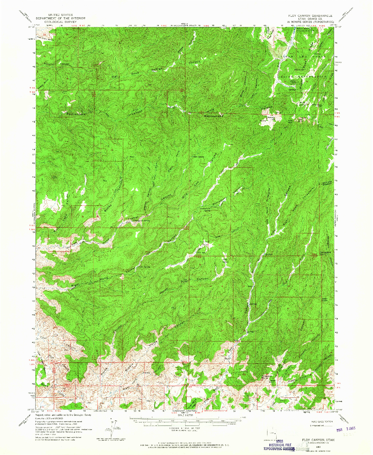 USGS 1:62500-SCALE QUADRANGLE FOR FLOY CANYON, UT 1963
