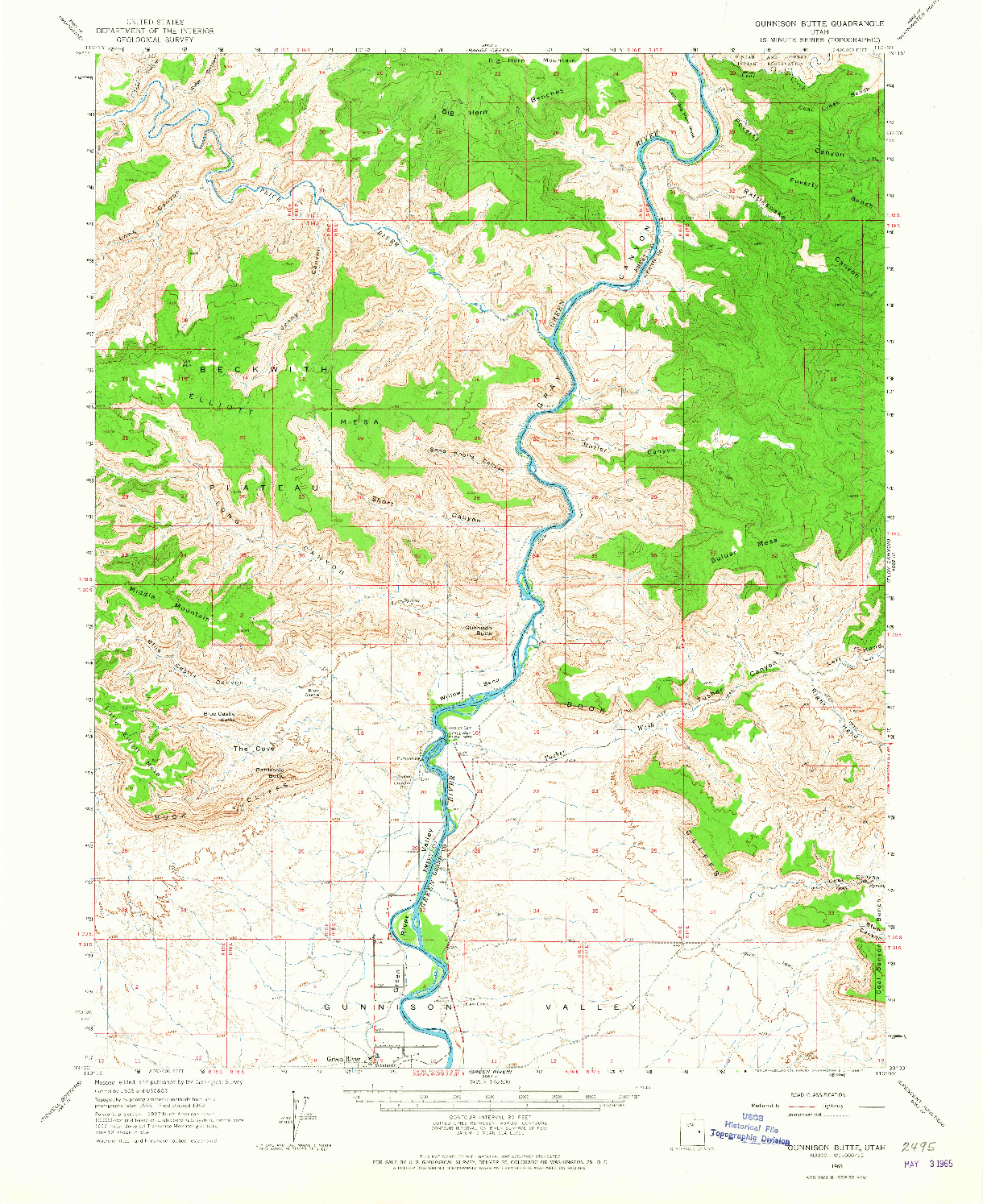 USGS 1:62500-SCALE QUADRANGLE FOR GUNNISON BUTTE, UT 1963