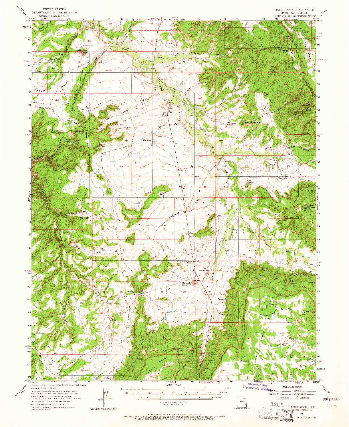 USGS 1:62500-SCALE QUADRANGLE FOR HATCH ROCK, UT 1954