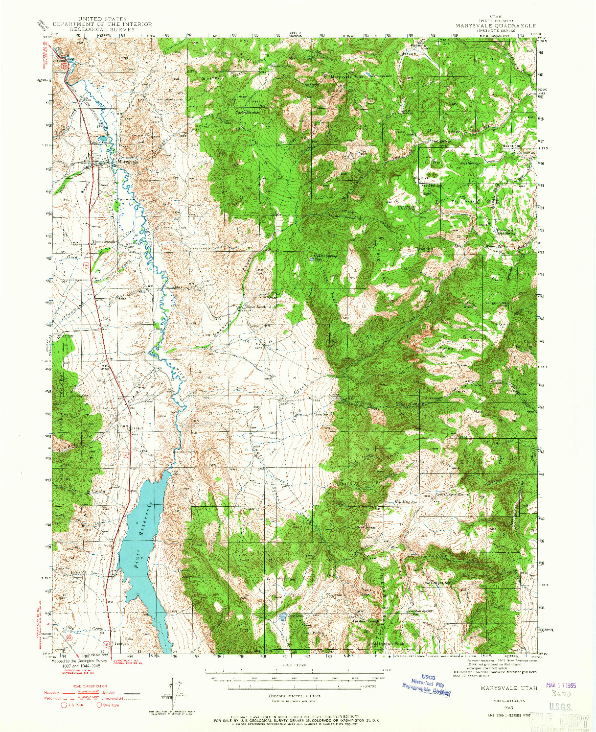 USGS 1:62500-SCALE QUADRANGLE FOR MARYSVALE, UT 1945