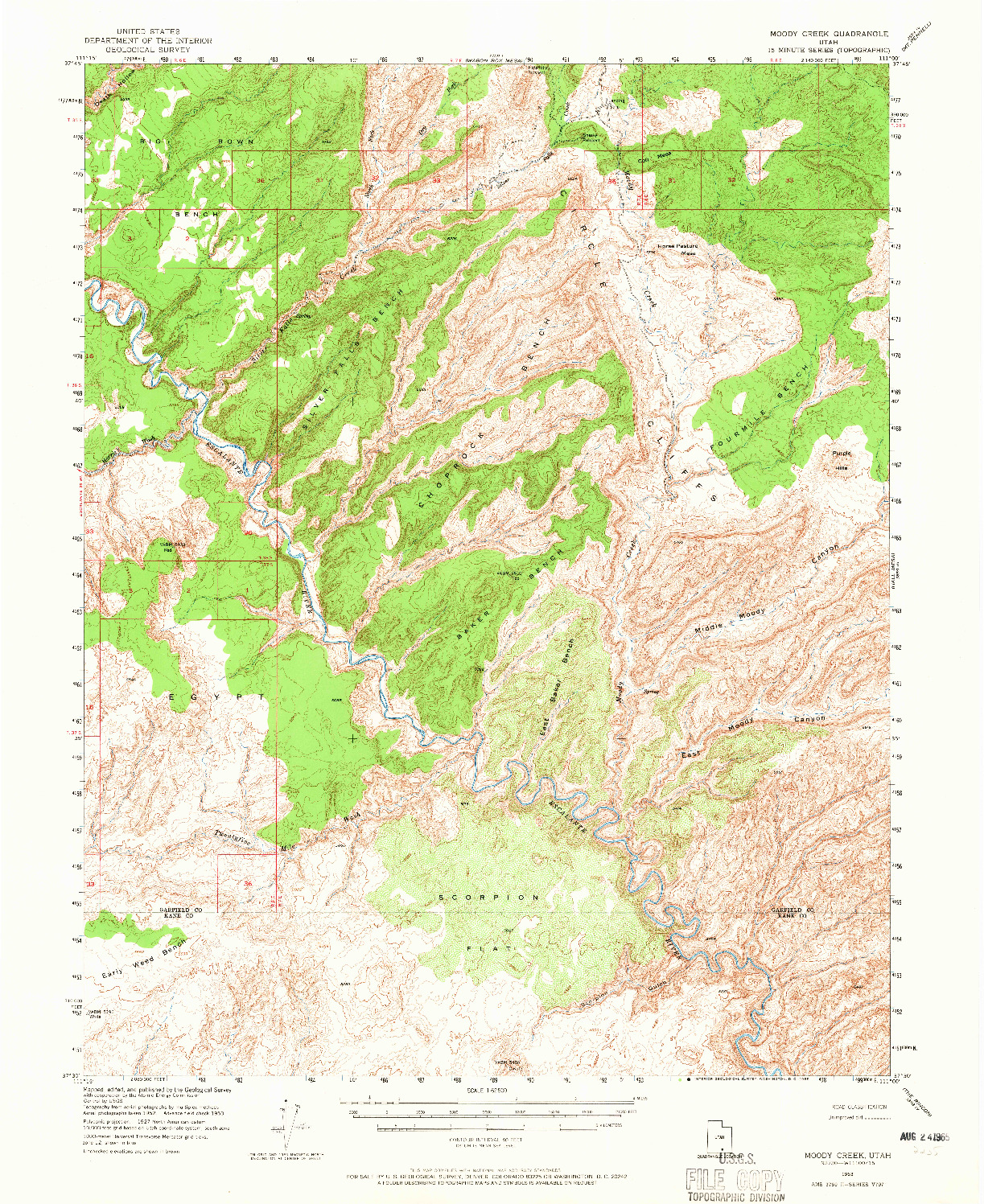 USGS 1:62500-SCALE QUADRANGLE FOR MOODY CREEK, UT 1953