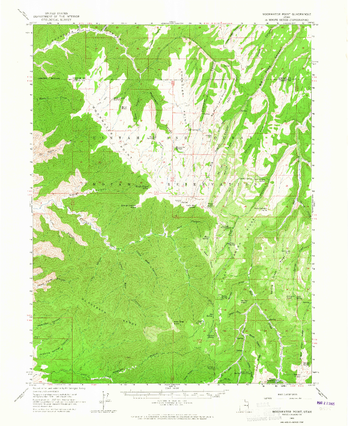 USGS 1:62500-SCALE QUADRANGLE FOR MOONWATER POINT, UT 1963