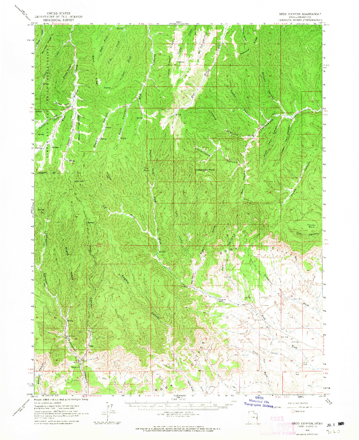 USGS 1:62500-SCALE QUADRANGLE FOR SEGO CANYON, UT 1963