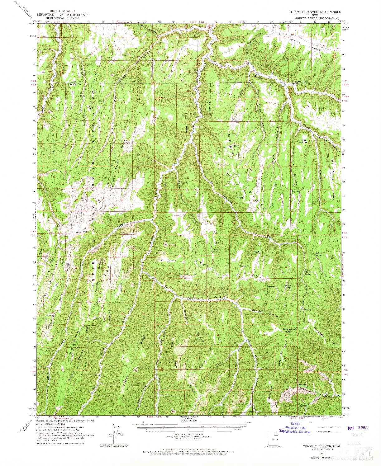 USGS 1:62500-SCALE QUADRANGLE FOR TENMILE CANYON, UT 1963