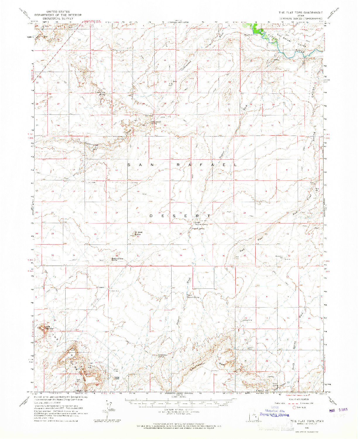 USGS 1:62500-SCALE QUADRANGLE FOR THE FLAT TOPS, UT 1963