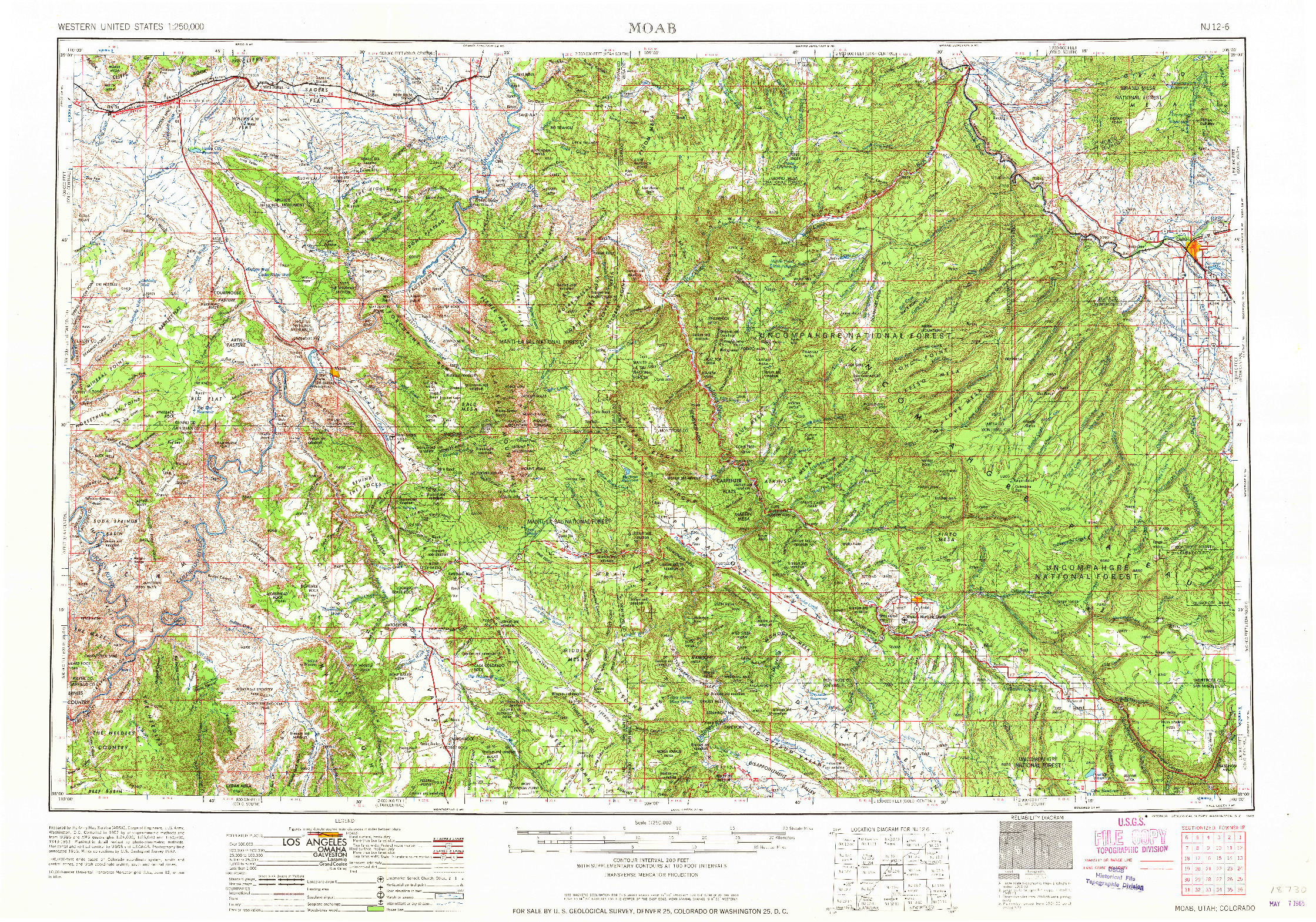 USGS 1:250000-SCALE QUADRANGLE FOR MOAB, UT 1965