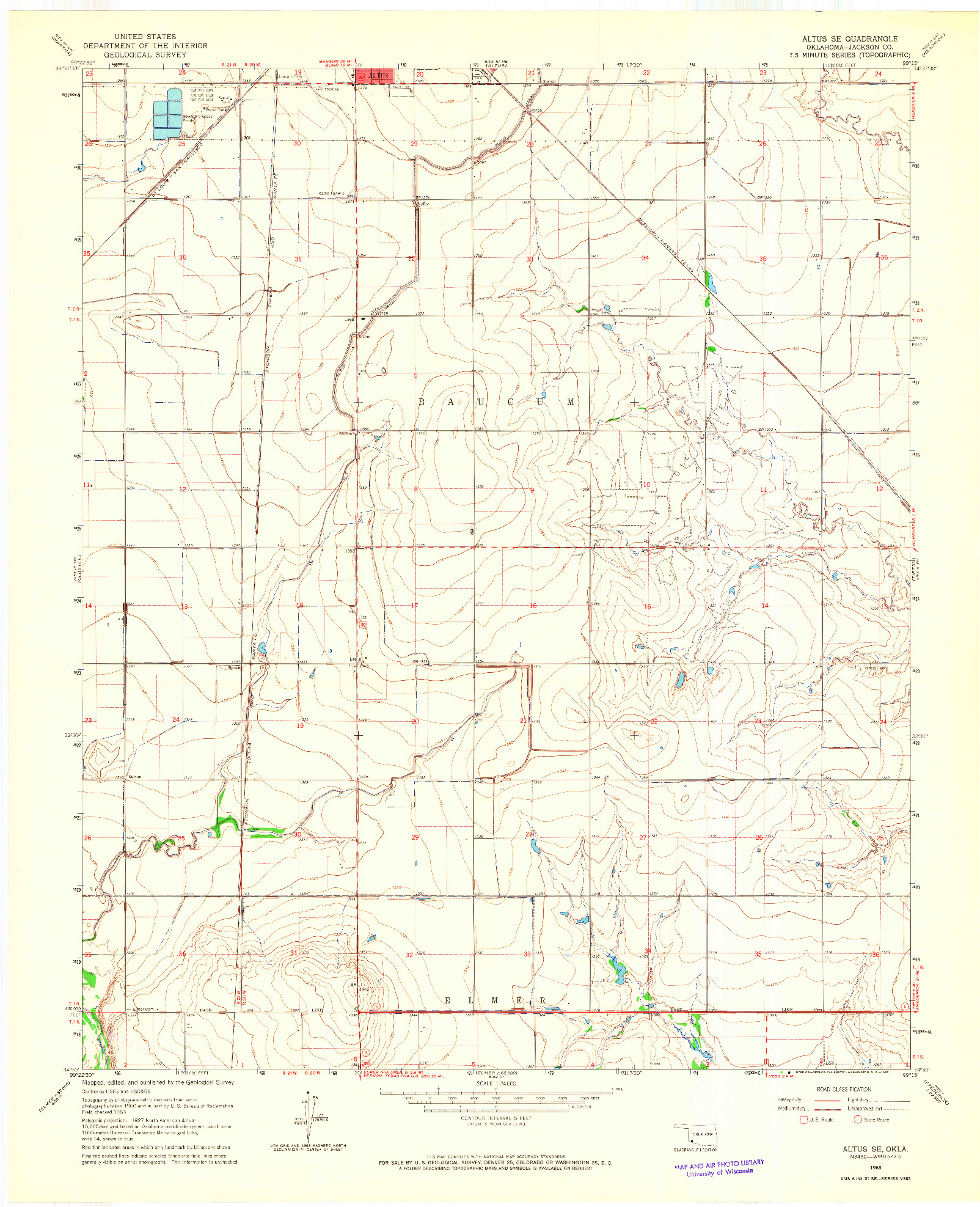 USGS 1:24000-SCALE QUADRANGLE FOR ALTUS SE, OK 1963