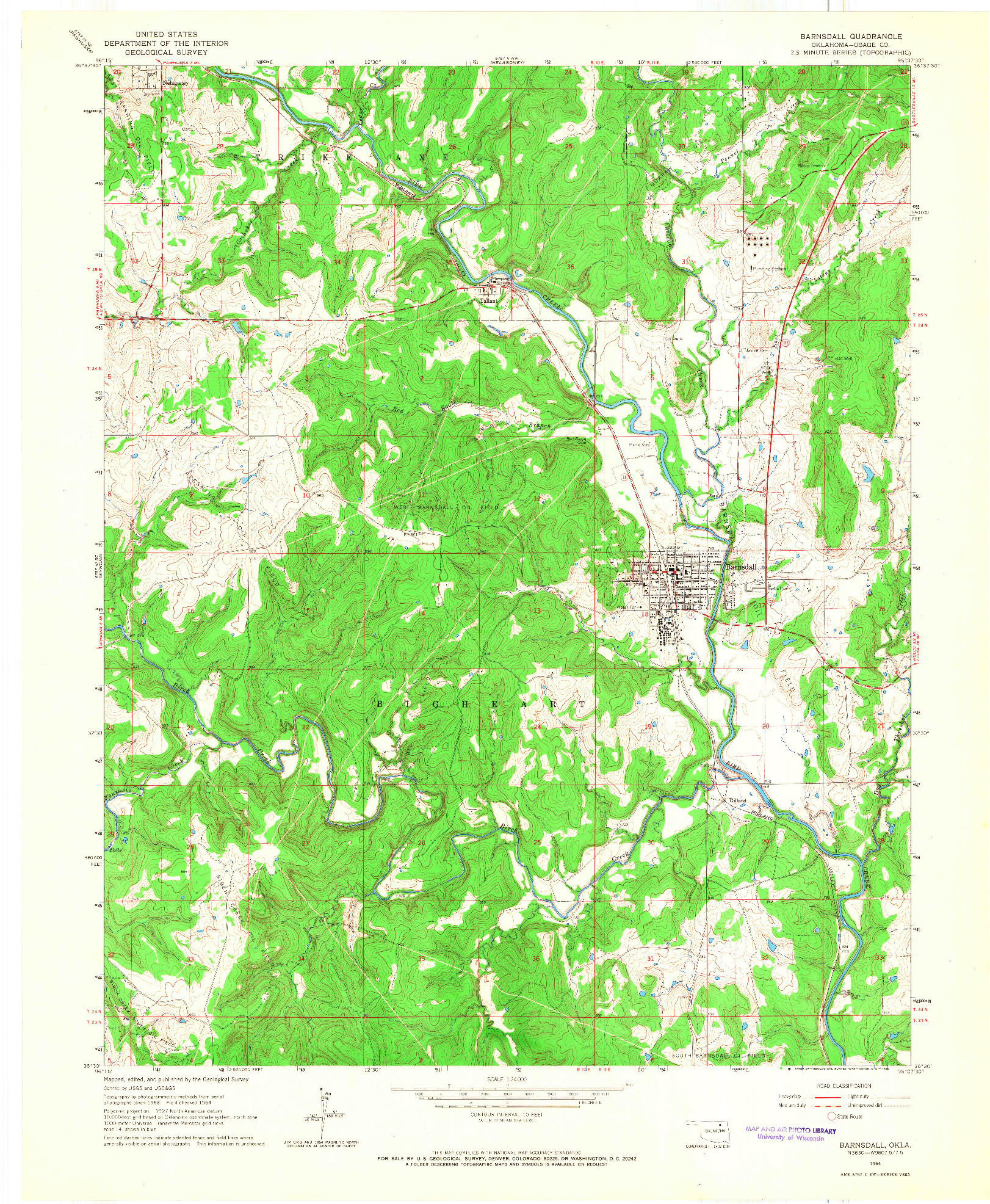 USGS 1:24000-SCALE QUADRANGLE FOR BARNSDALL, OK 1964