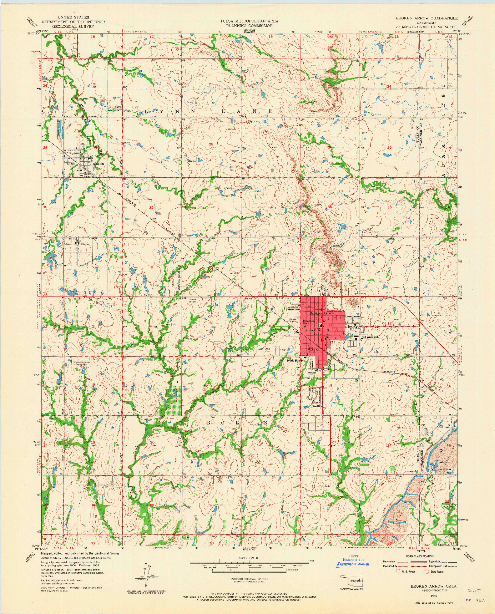 USGS 1:24000-SCALE QUADRANGLE FOR BROKEN ARROW, OK 1955
