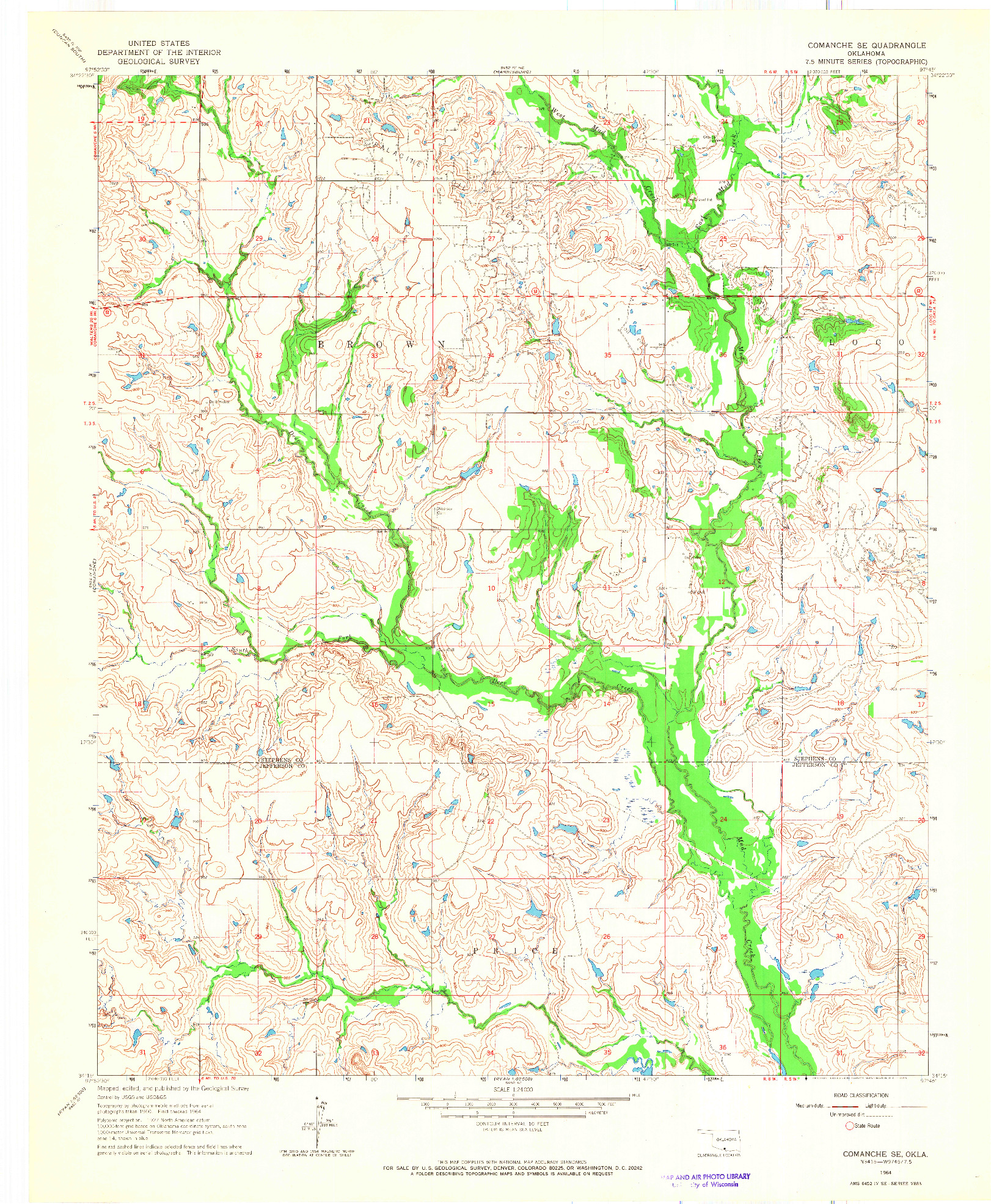 USGS 1:24000-SCALE QUADRANGLE FOR COMANCHE SE, OK 1964
