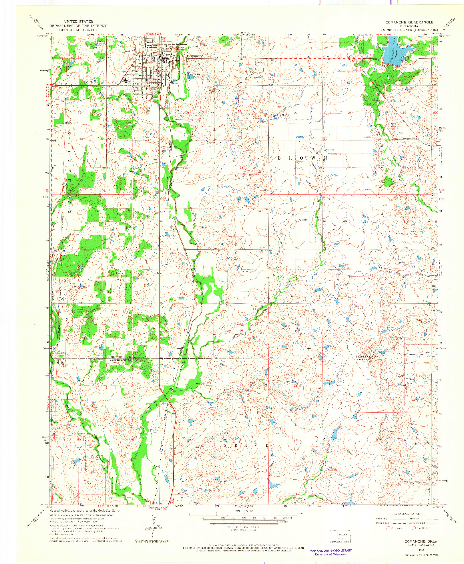 USGS 1:24000-SCALE QUADRANGLE FOR COMANCHE, OK 1964