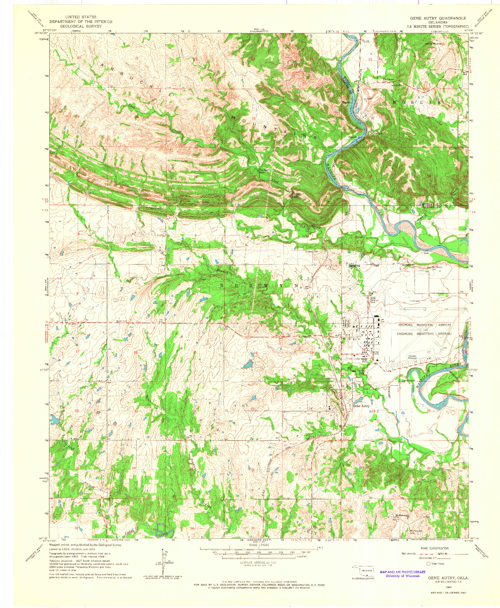 USGS 1:24000-SCALE QUADRANGLE FOR GENE AUTRY, OK 1964